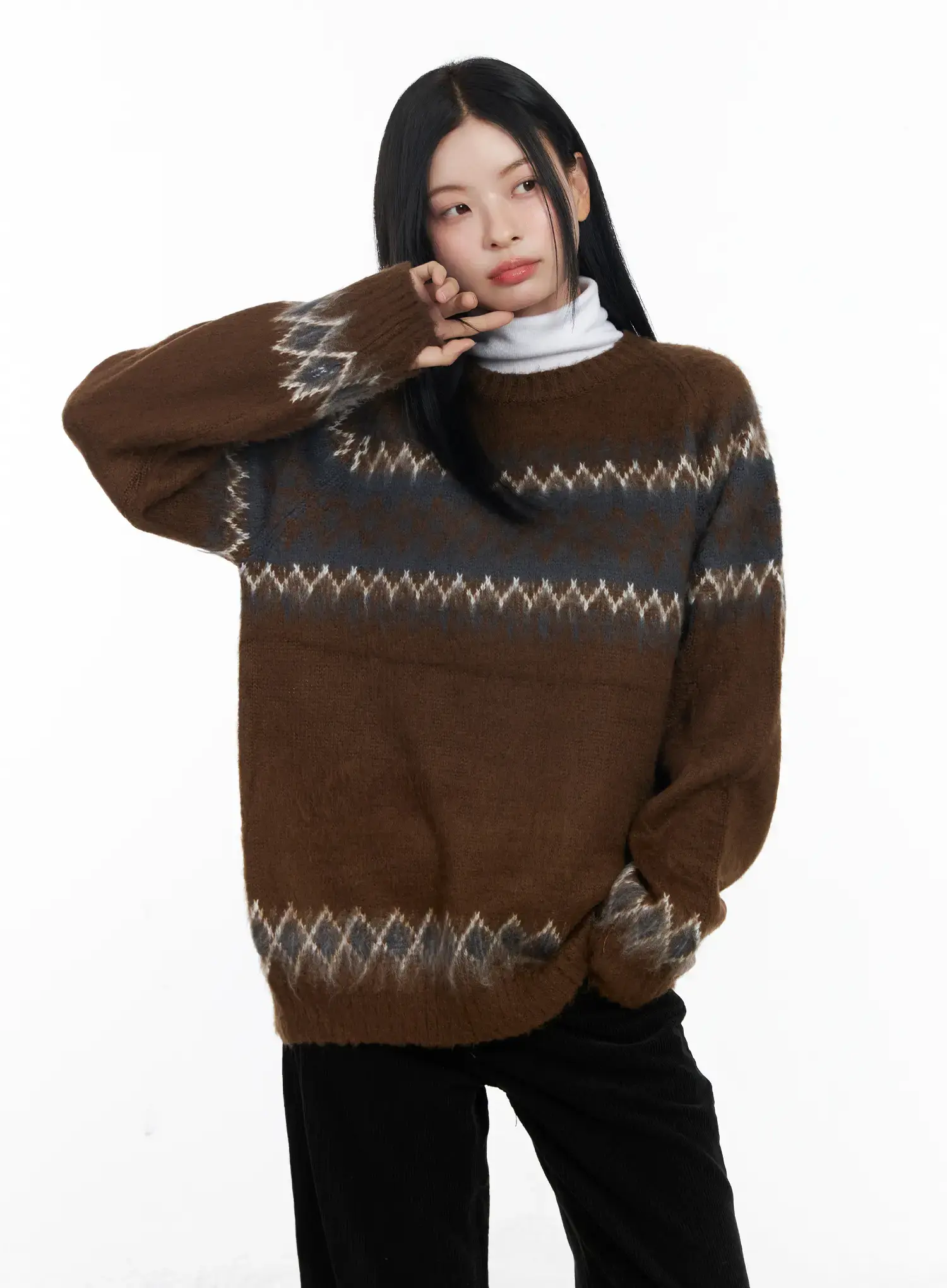 Nordic Pattern Knit Sweater CJ520 - Image 8