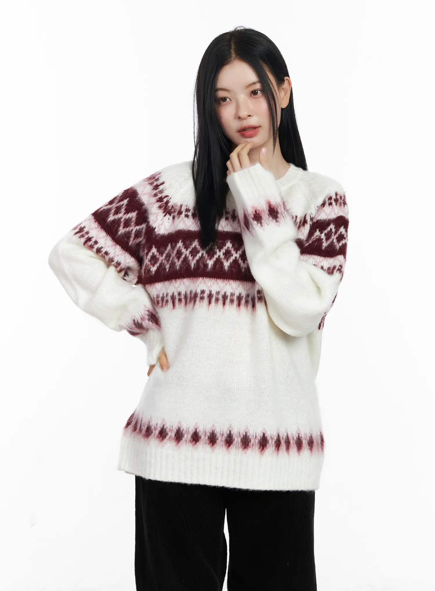 Nordic Pattern Knit Sweater CJ520 - Image 9