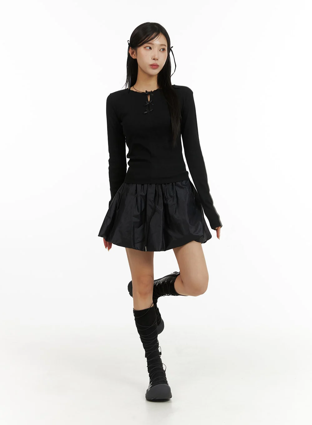 Nylon Balloon Mini Skirt CJ431 - Image 2