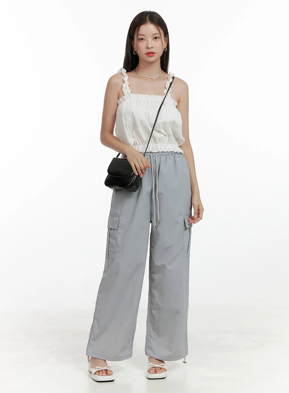 Nylon Cargo Pocket String Pants OL411 - Image 2