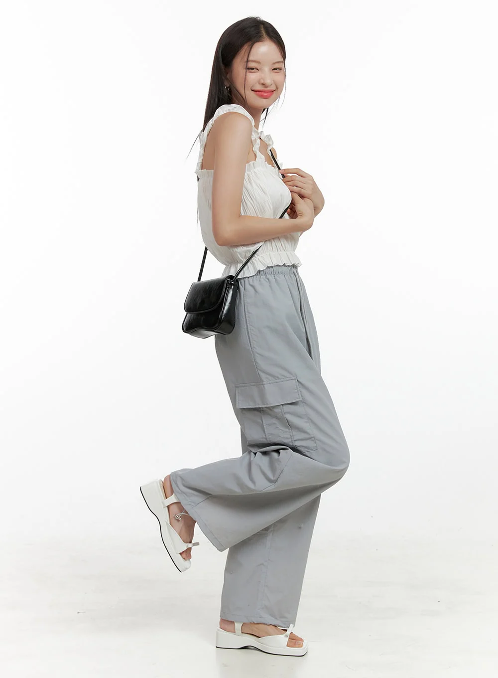 Nylon Cargo Pocket String Pants OL411 - Image 6