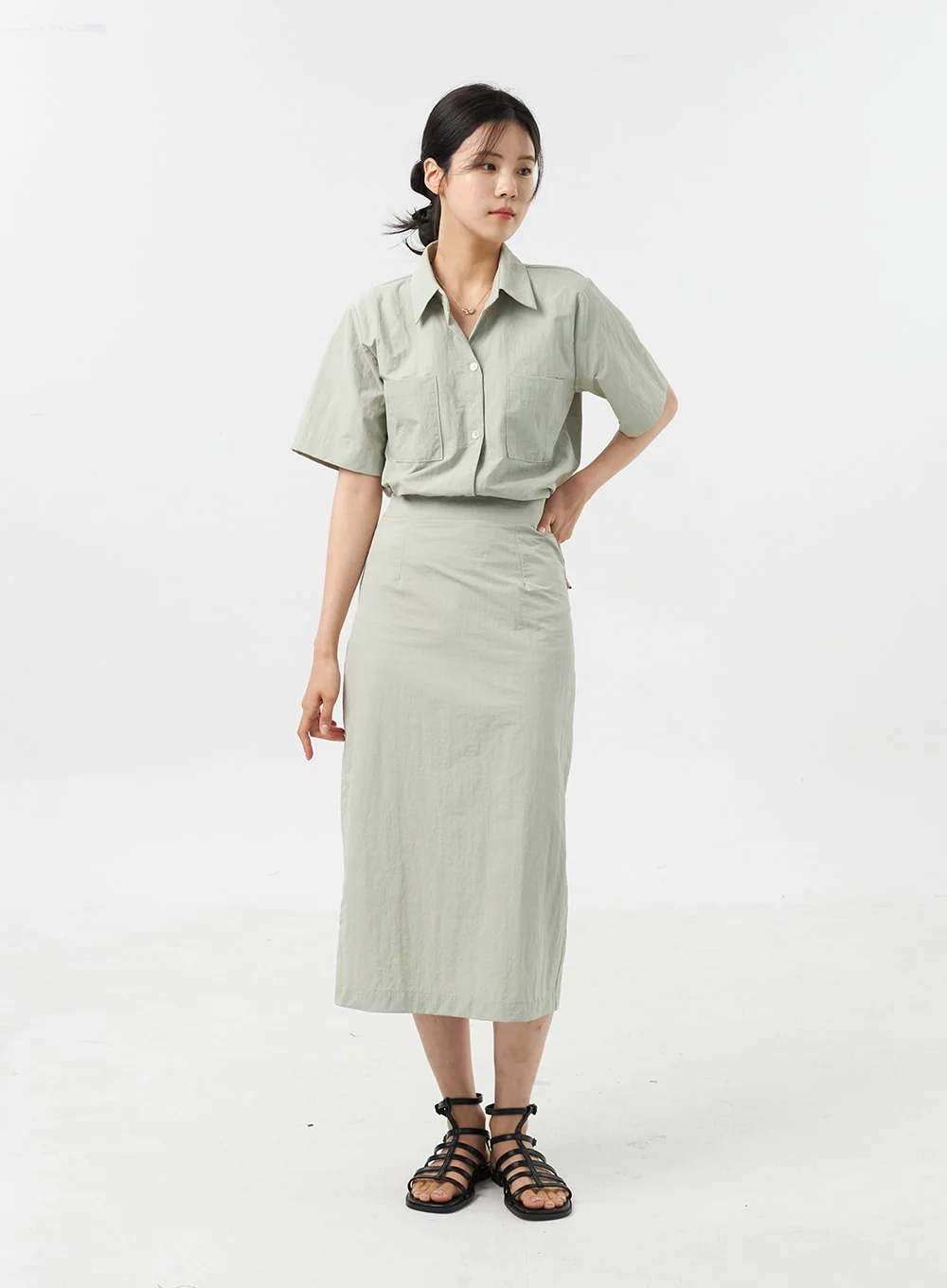 Nylon Midi Skirt OU309 - Image 6
