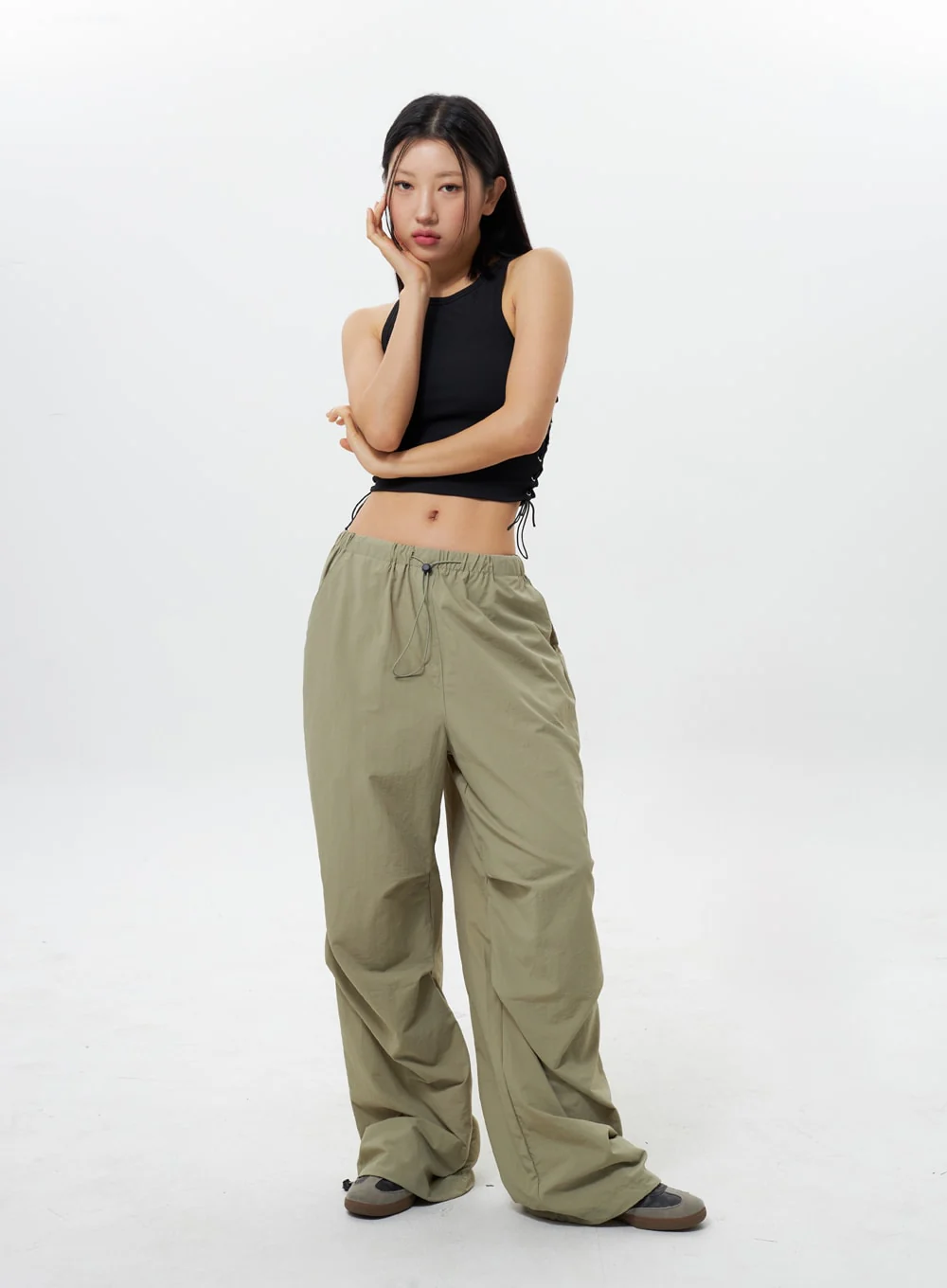 Nylon Wide Track Pants IY311 - Image 9