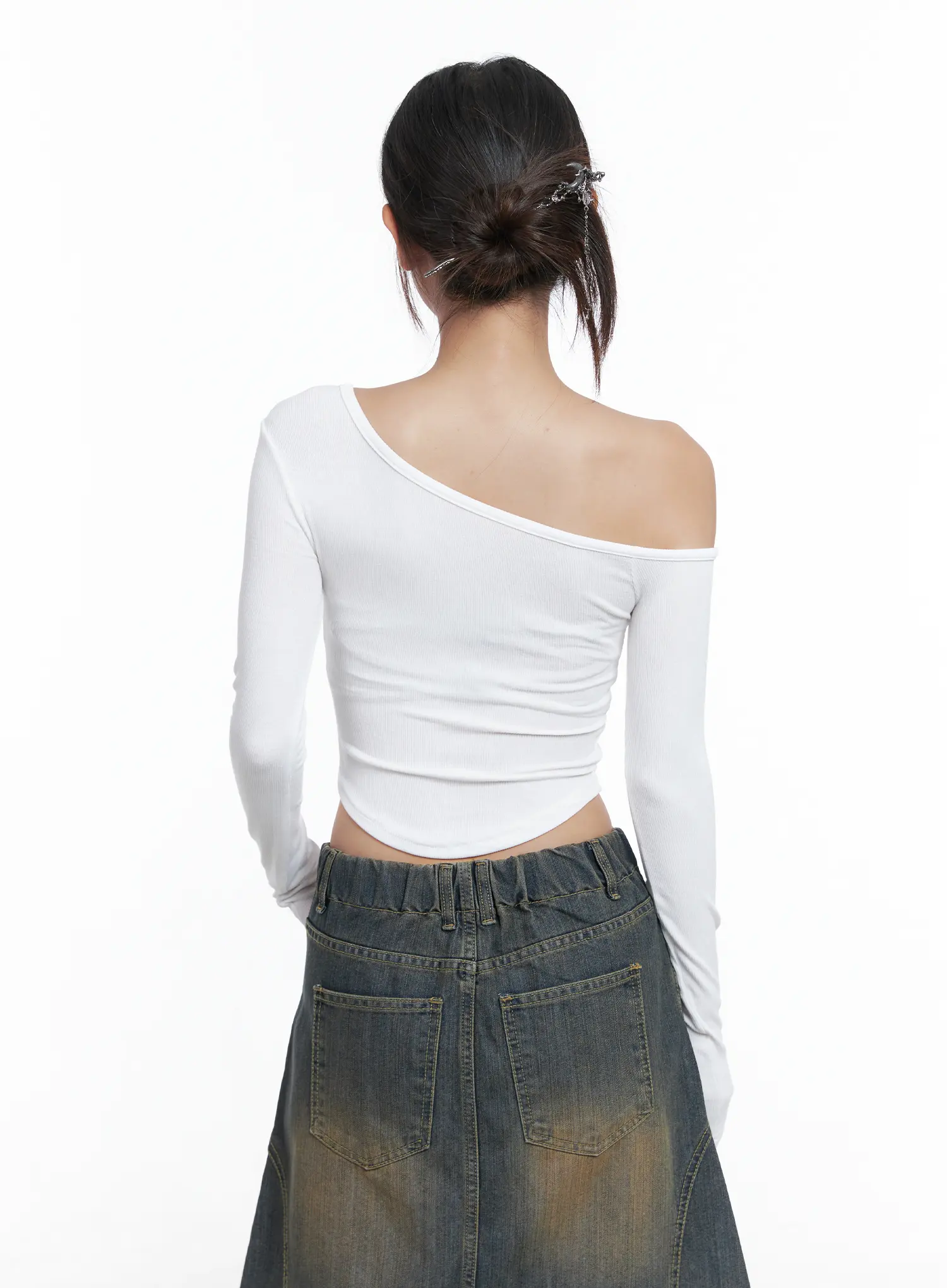 Off-Shoulder Asymmetric Long Sleeve Crop Top CS503 - Image 8