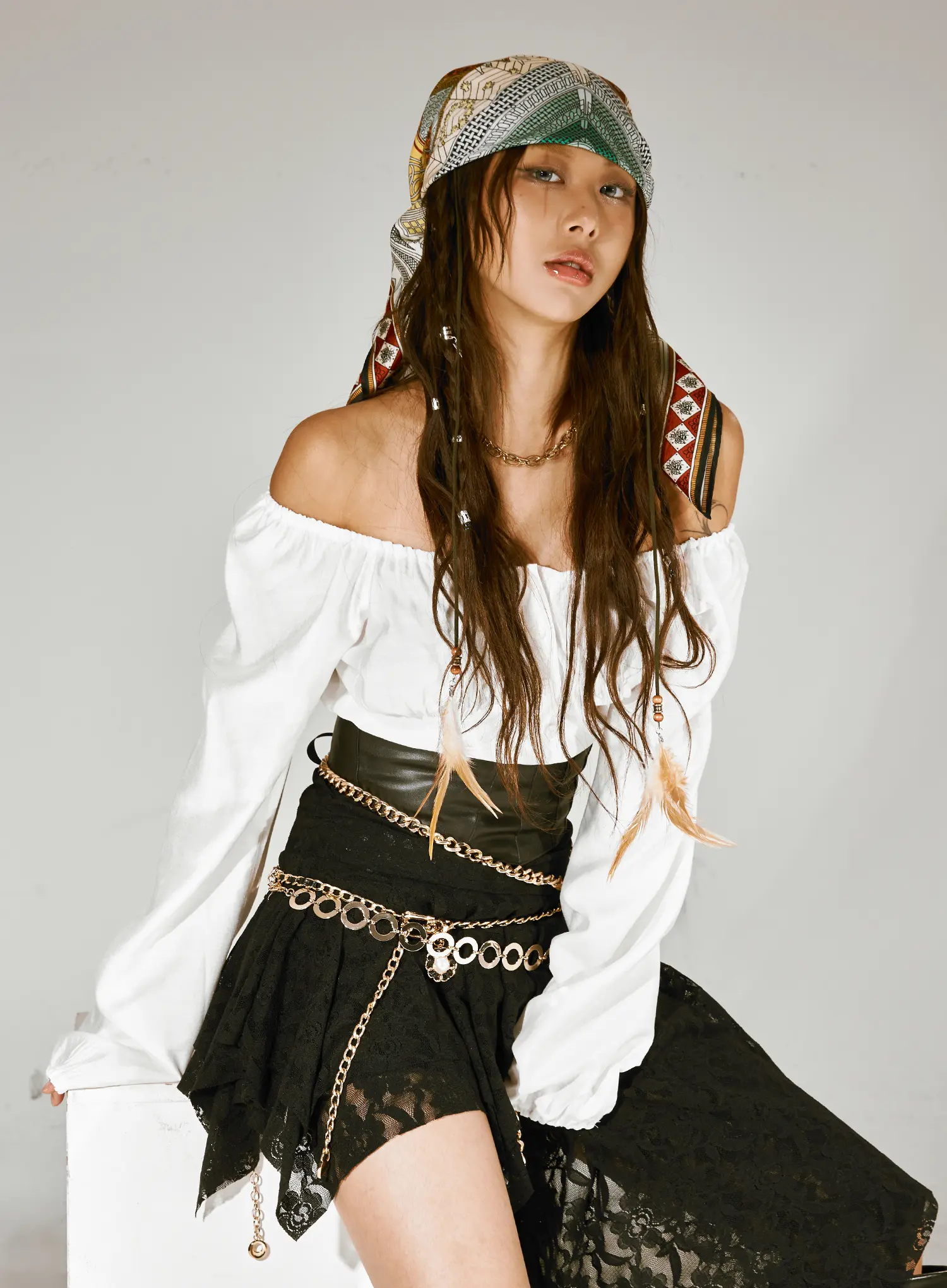 Off-Shoulder Button-Up Blouse CS522 - Image 10