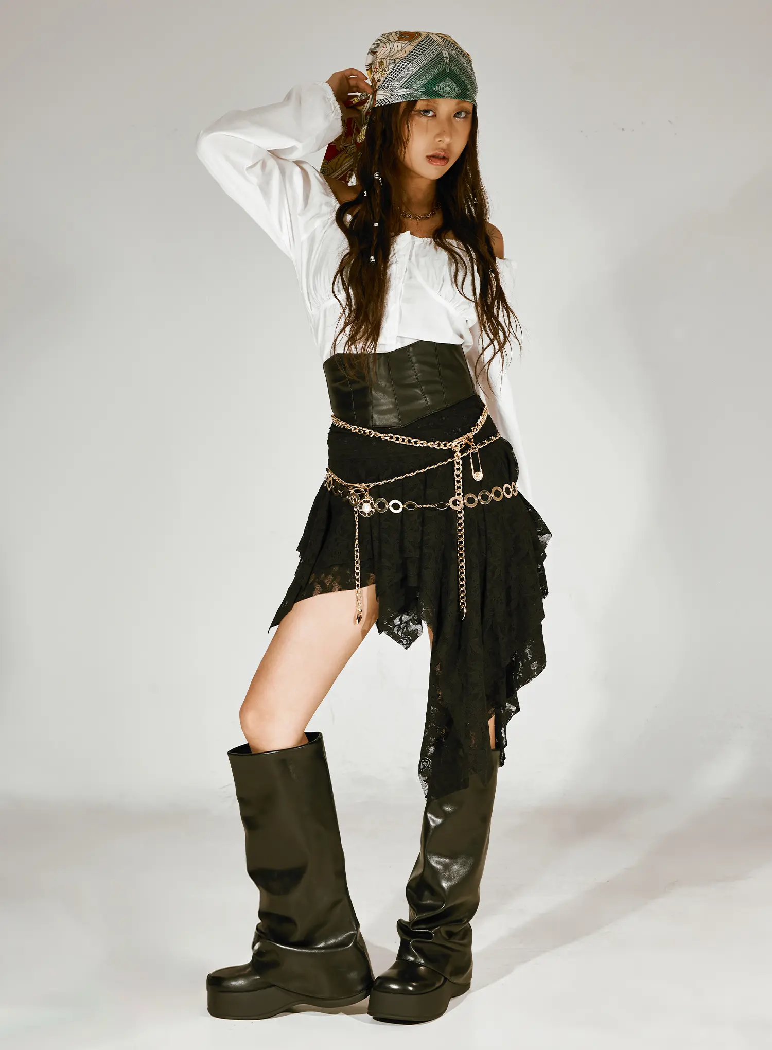 Off-Shoulder Button-Up Blouse CS522 - Image 2