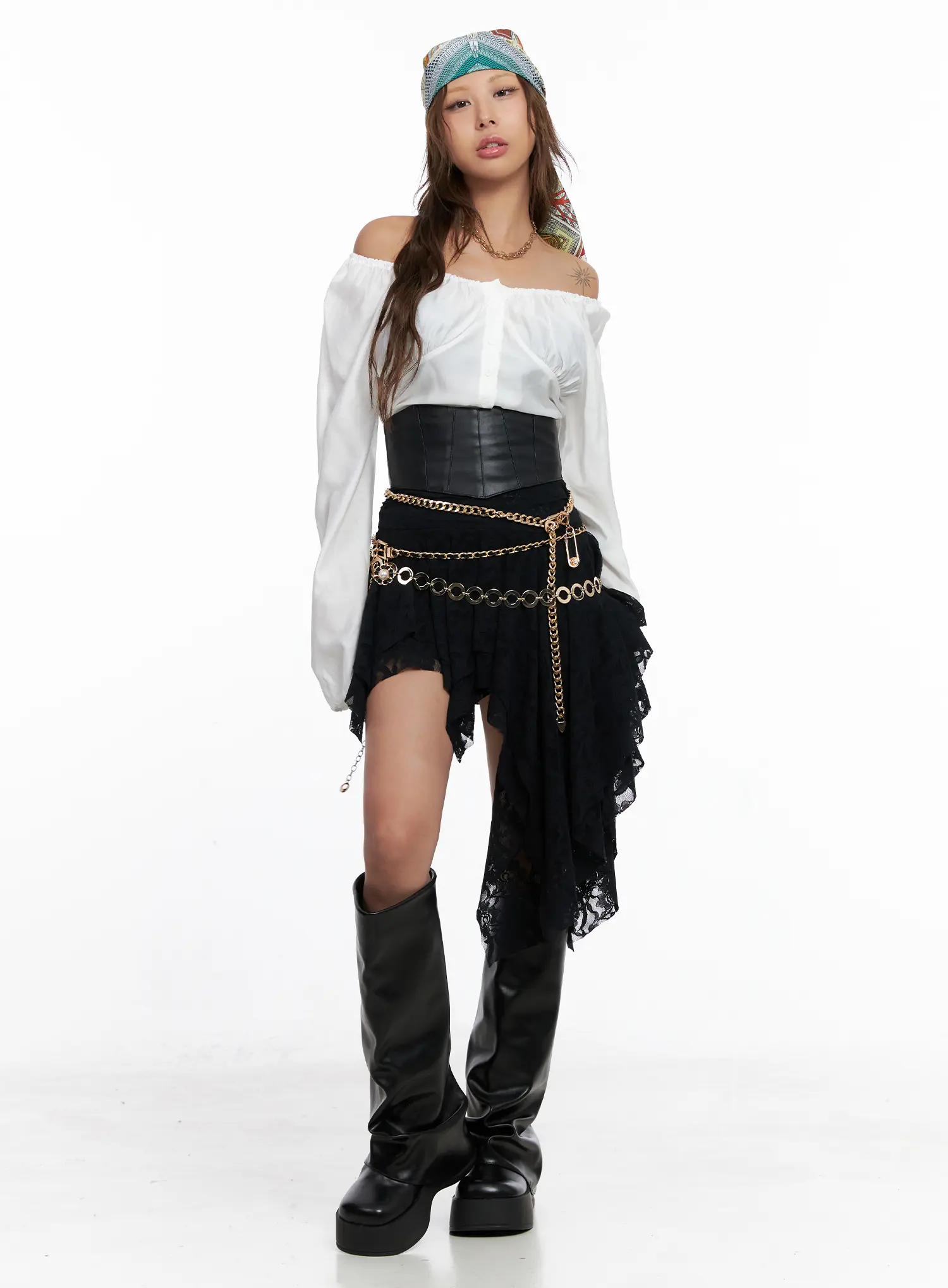 Off-Shoulder Button-Up Blouse CS522 - Image 6