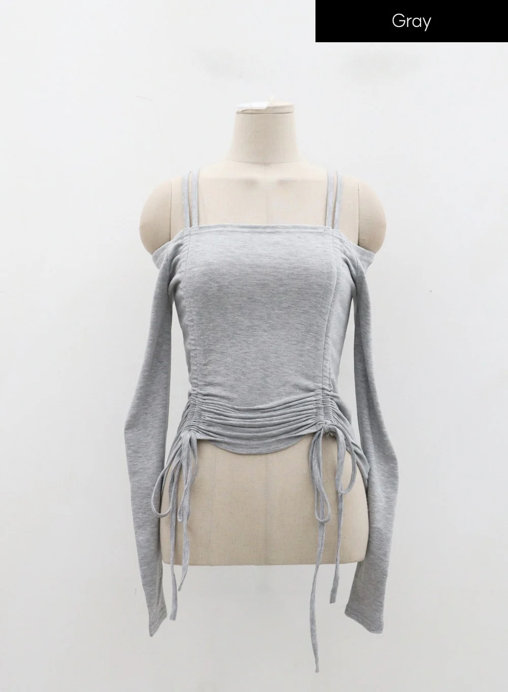Off-Shoulder Double Front Tie Ruched Top IJ304 - Image 13