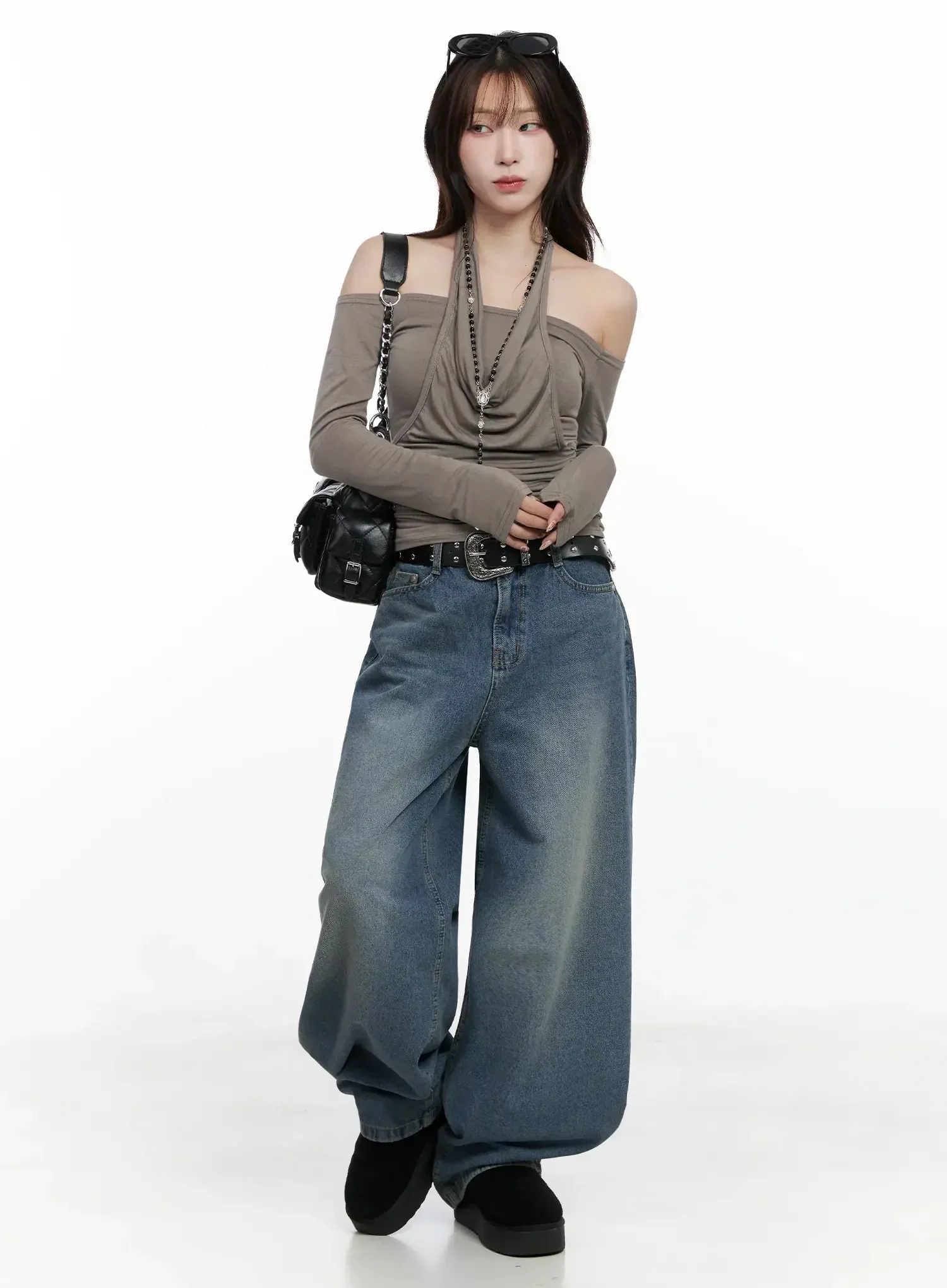 Off-Shoulder Draped Halter Top IN525