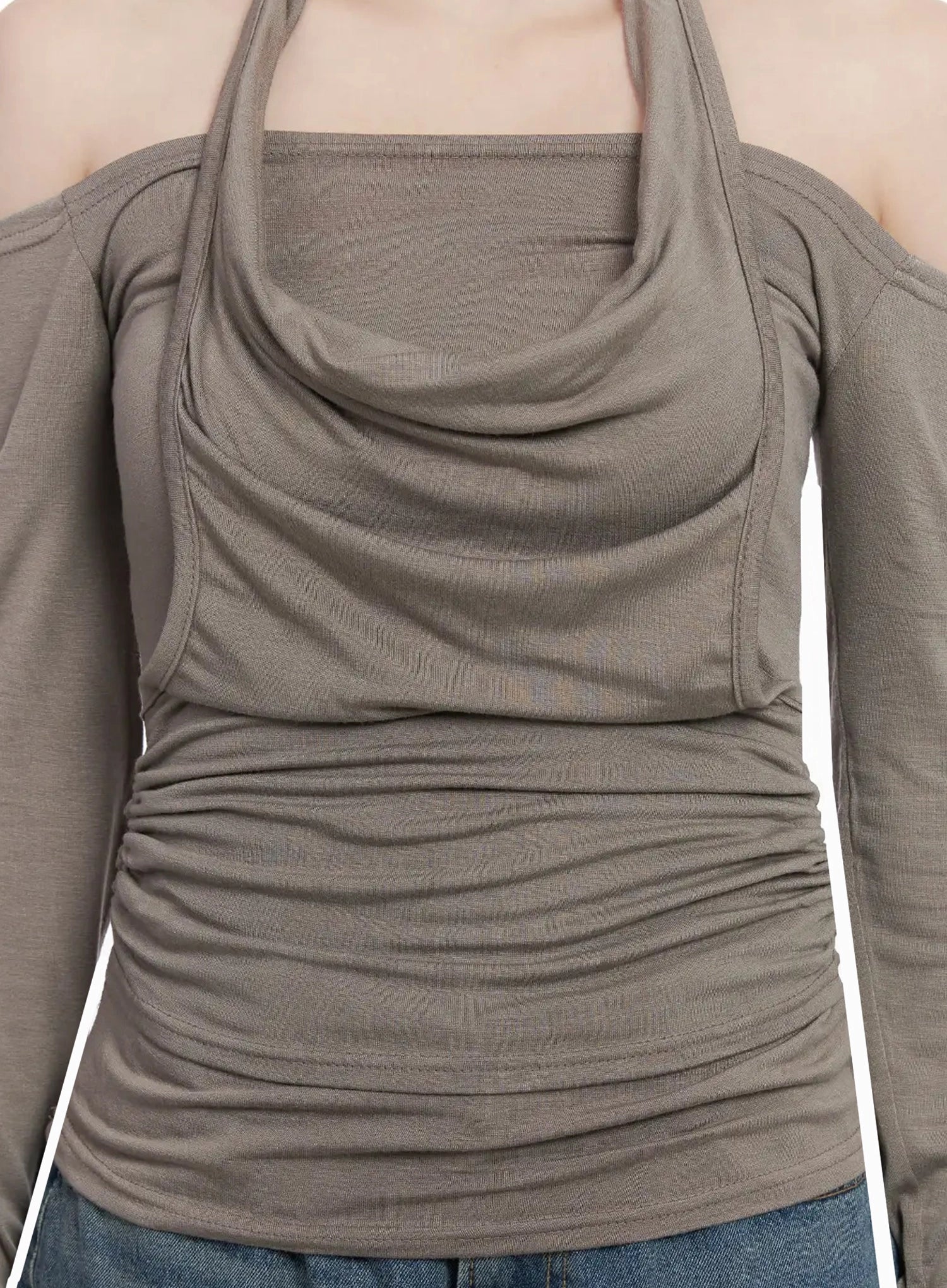Off-Shoulder Draped Halter Top IN525 - Image 3