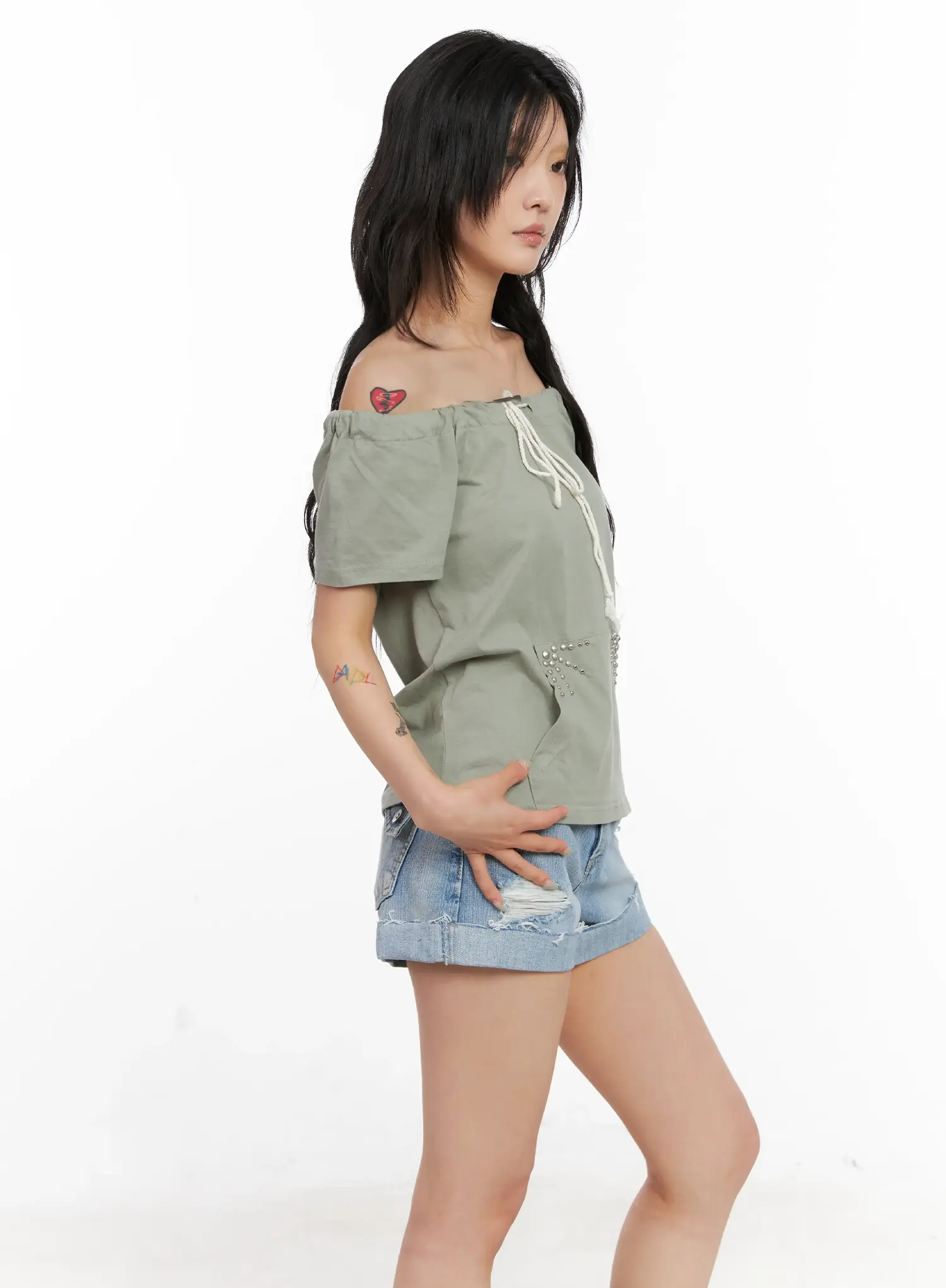 Off-Shoulder Drawstring Top CL528 - Image 7