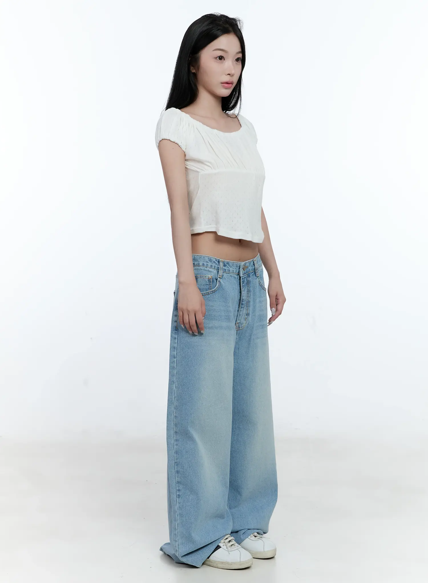 Off-Shoulder Eyelet Puff-Sleeve Top CL530 - Image 3