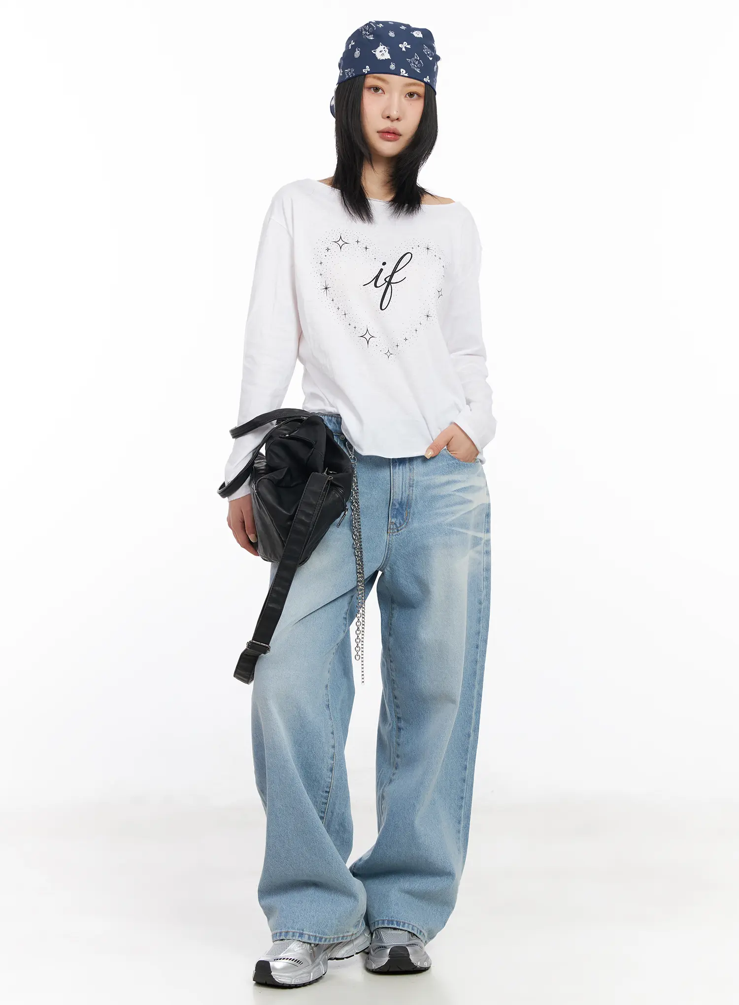 Off-Shoulder Graphic Long Sleeve Top CF526 - Image 3