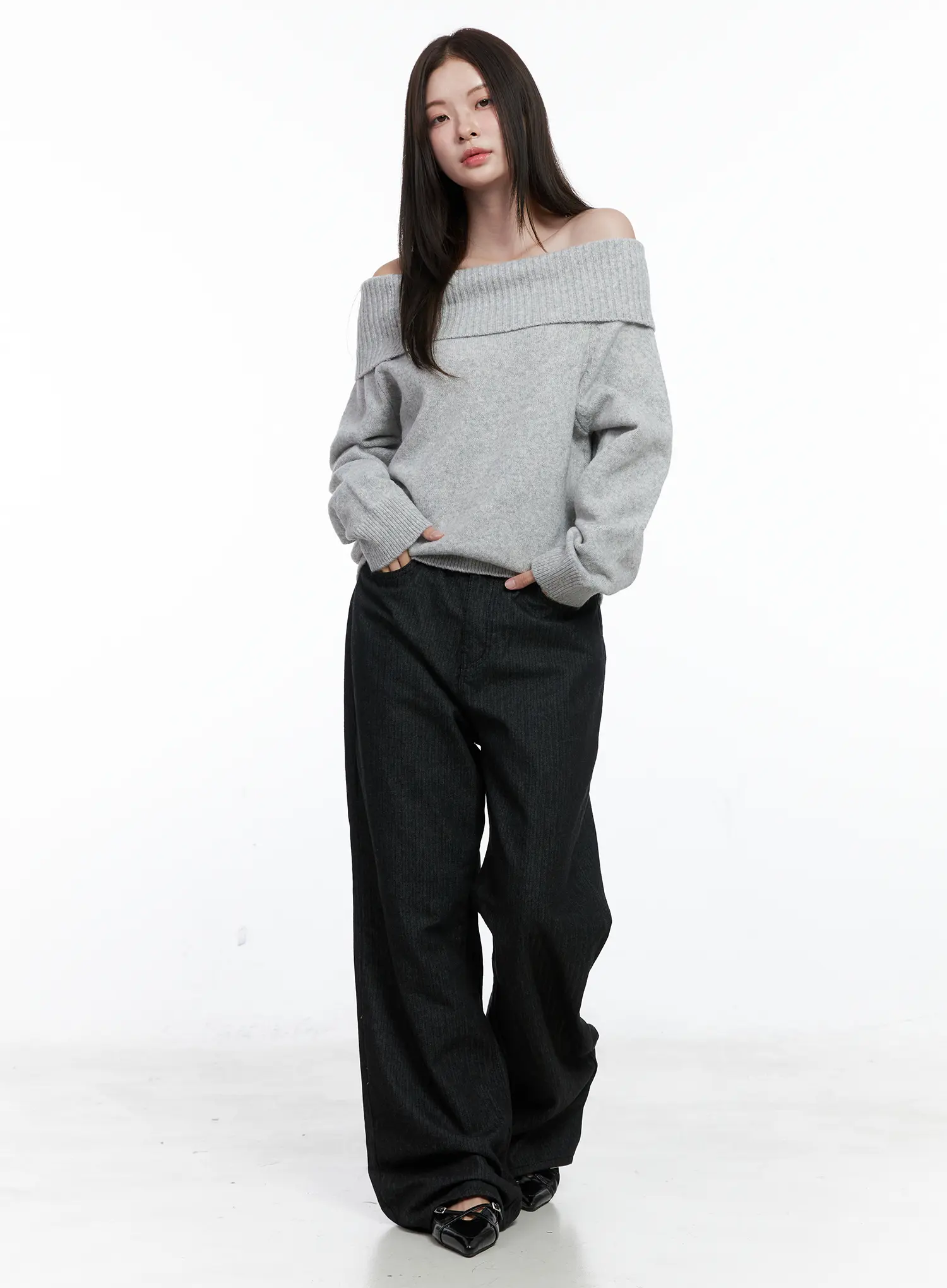Off-Shoulder Knit Long Sleeve Top CO506 - Image 3