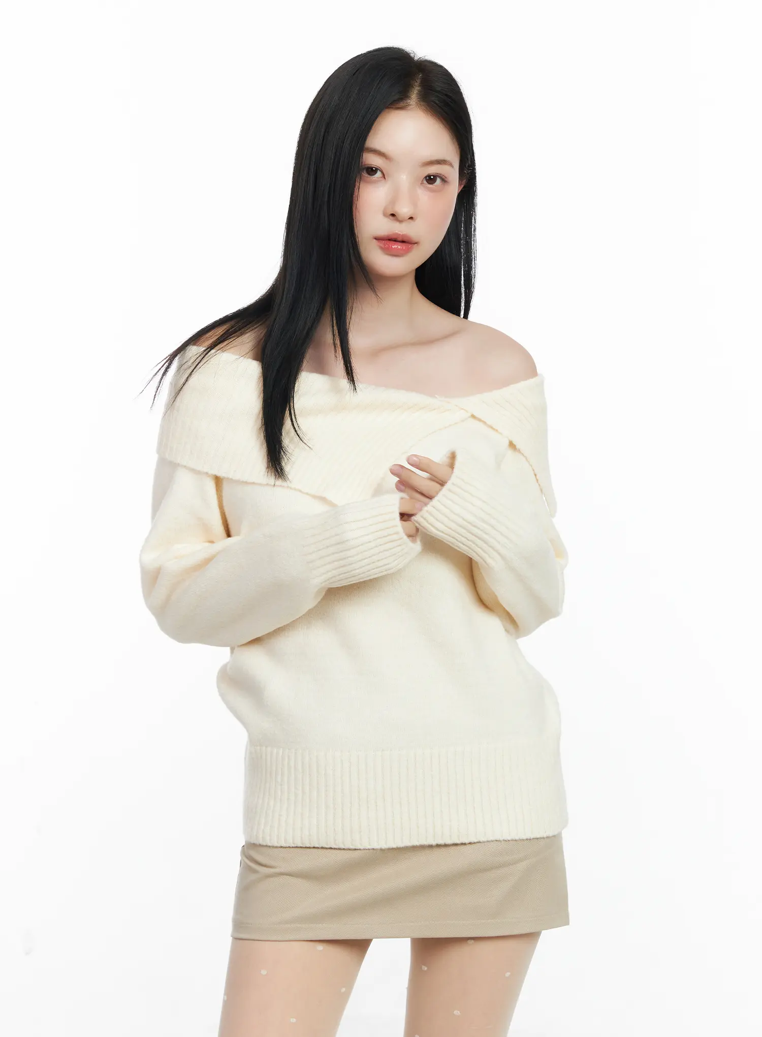 Off-Shoulder Knit Sweater CJ520 - Image 10