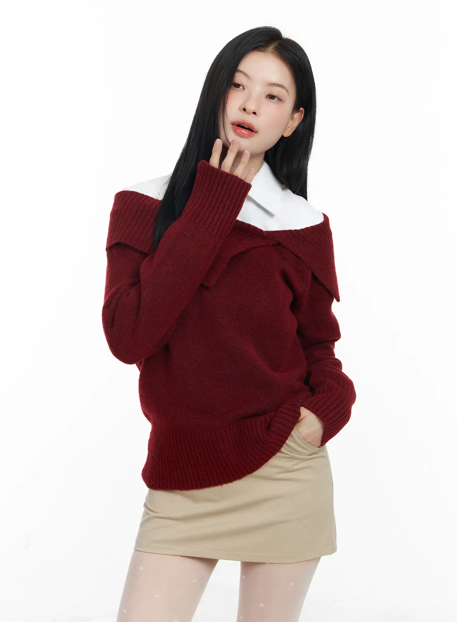 Off-Shoulder Knit Sweater CJ520 - Image 4