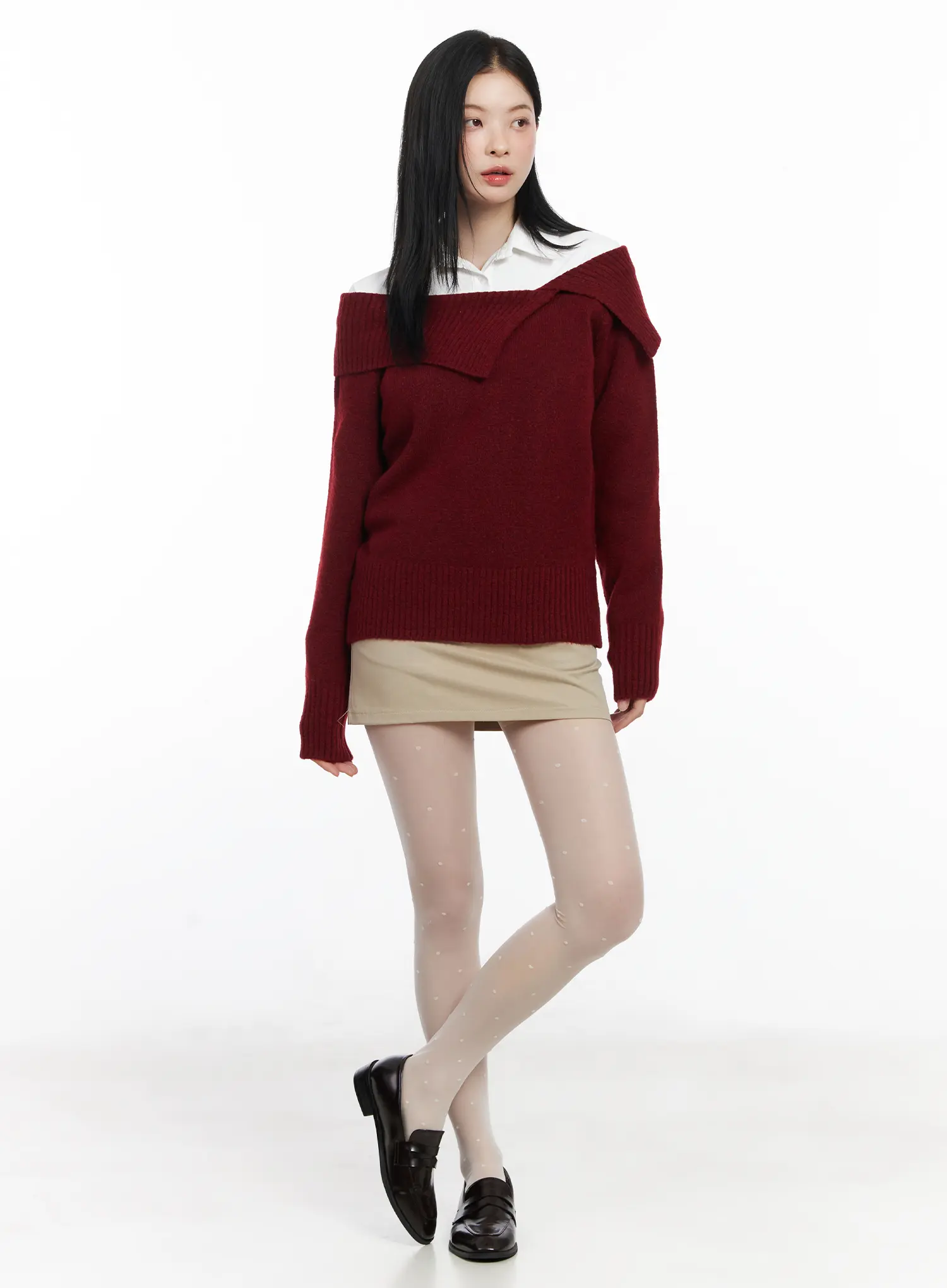Off-Shoulder Knit Sweater CJ520 - Image 5