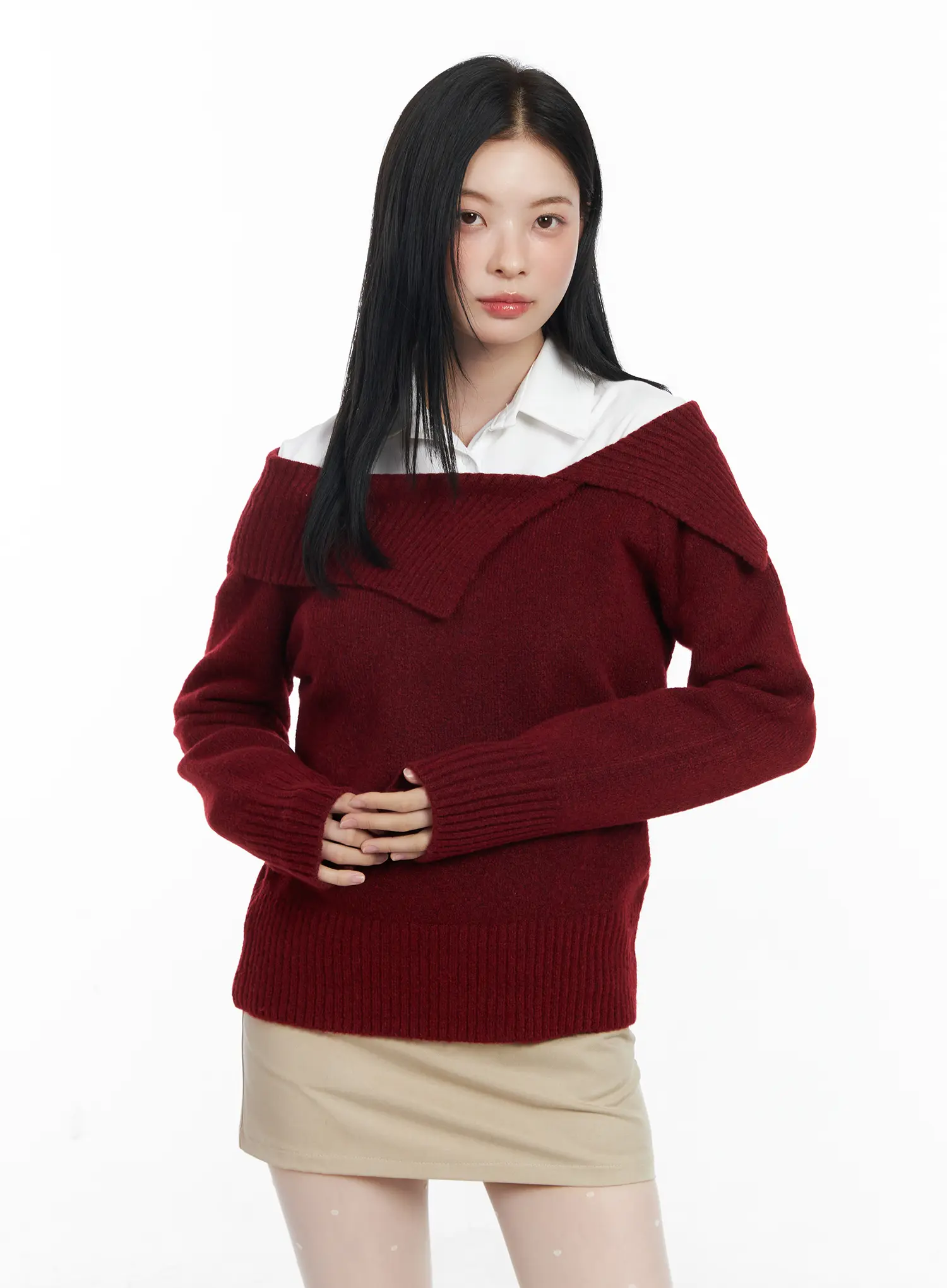 Off-Shoulder Knit Sweater CJ520 - Image 8