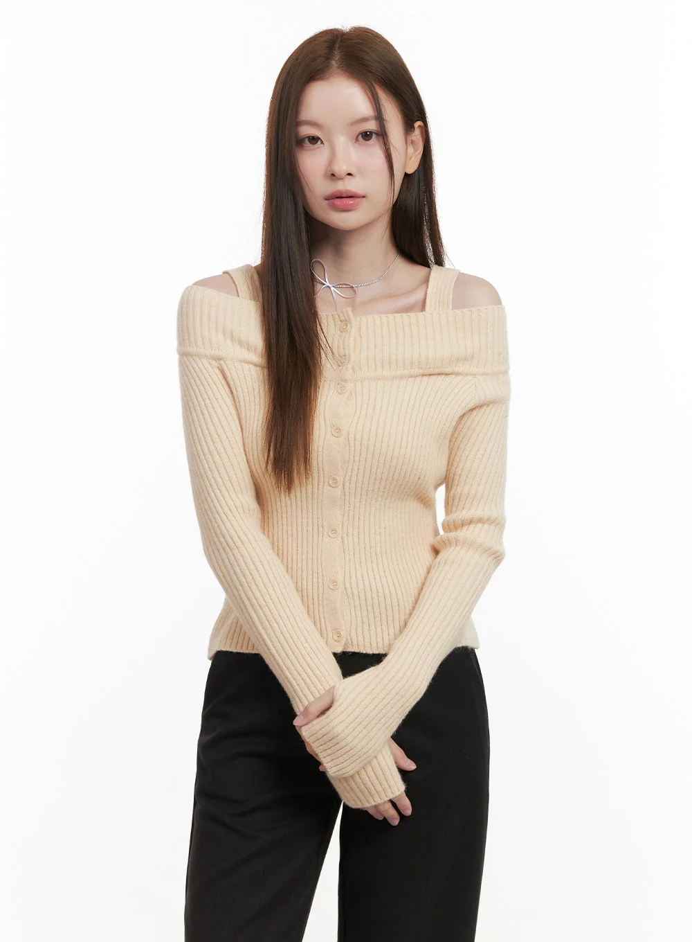 Off Shoulder Knit Sweater OD418 - Image 9