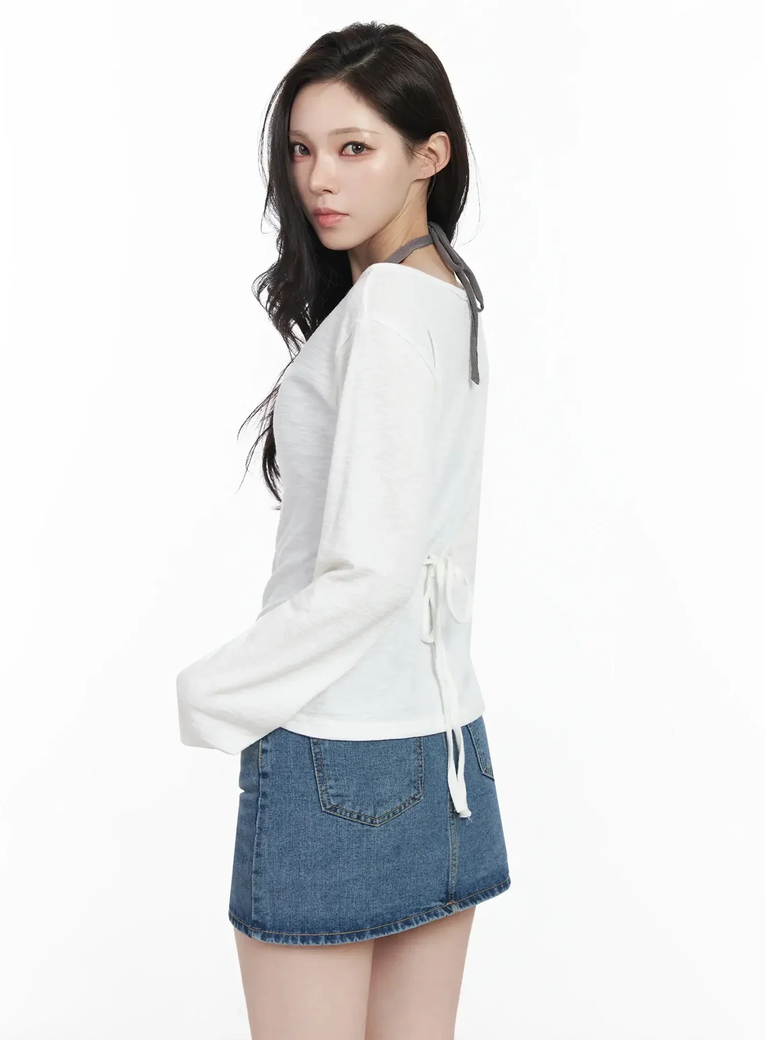 Off-Shoulder Long Sleeve Top IJ528 - Image 2