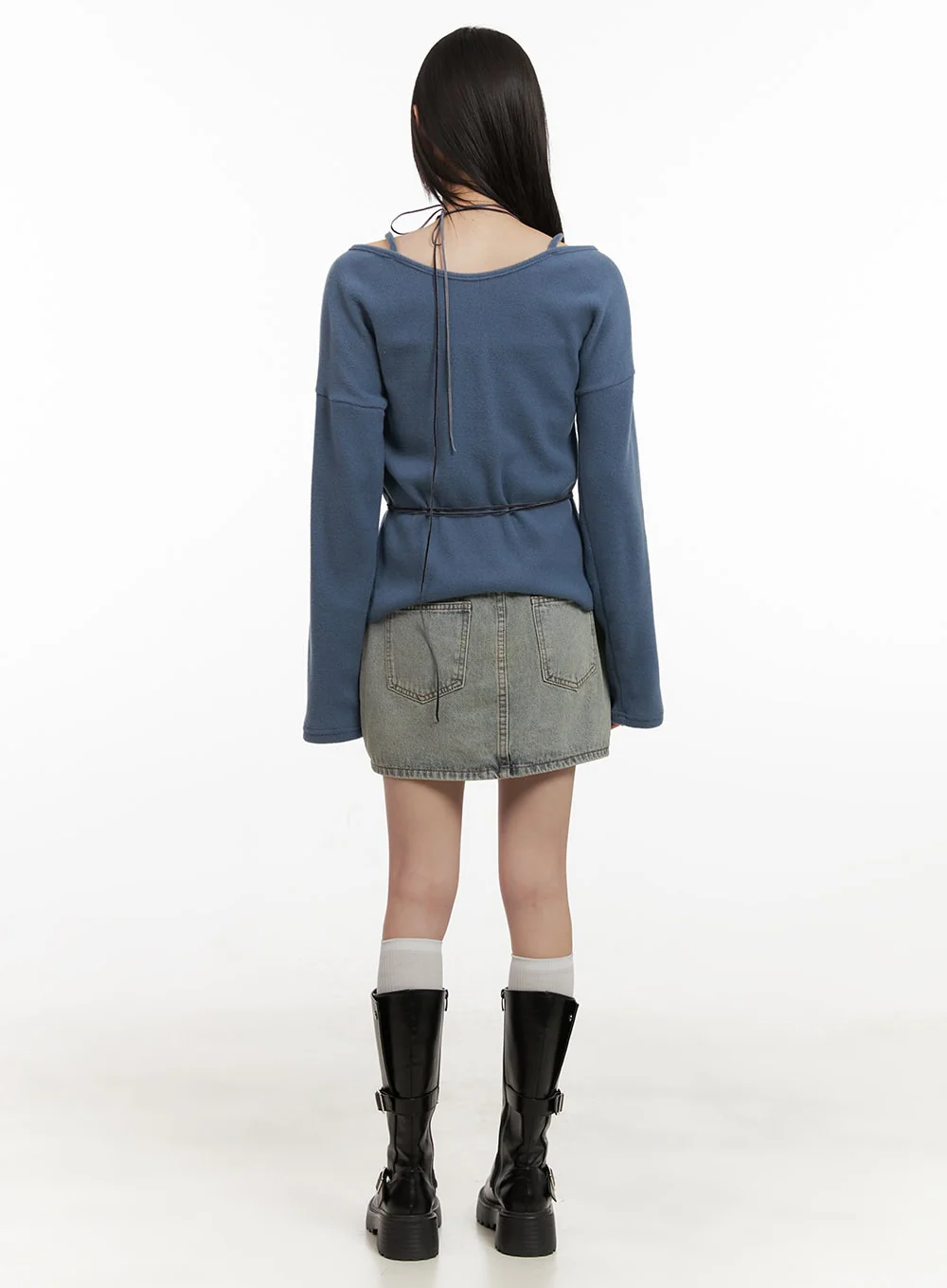 Off-Shoulder Loose-Fit Buttoned Cardigan CD426 - Image 4