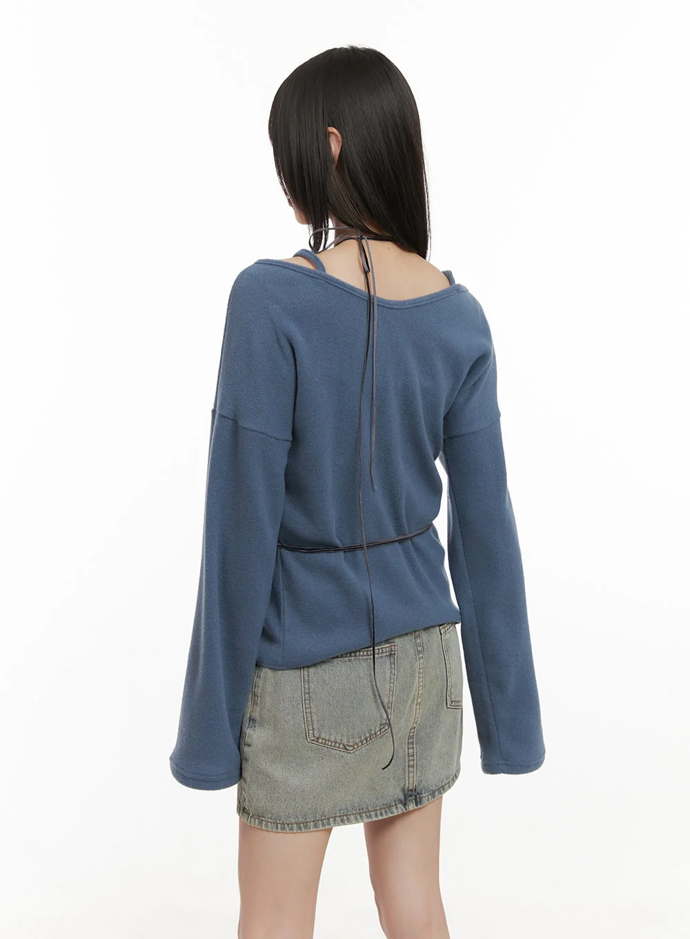 Off-Shoulder Loose-Fit Buttoned Cardigan CD426 - Image 6