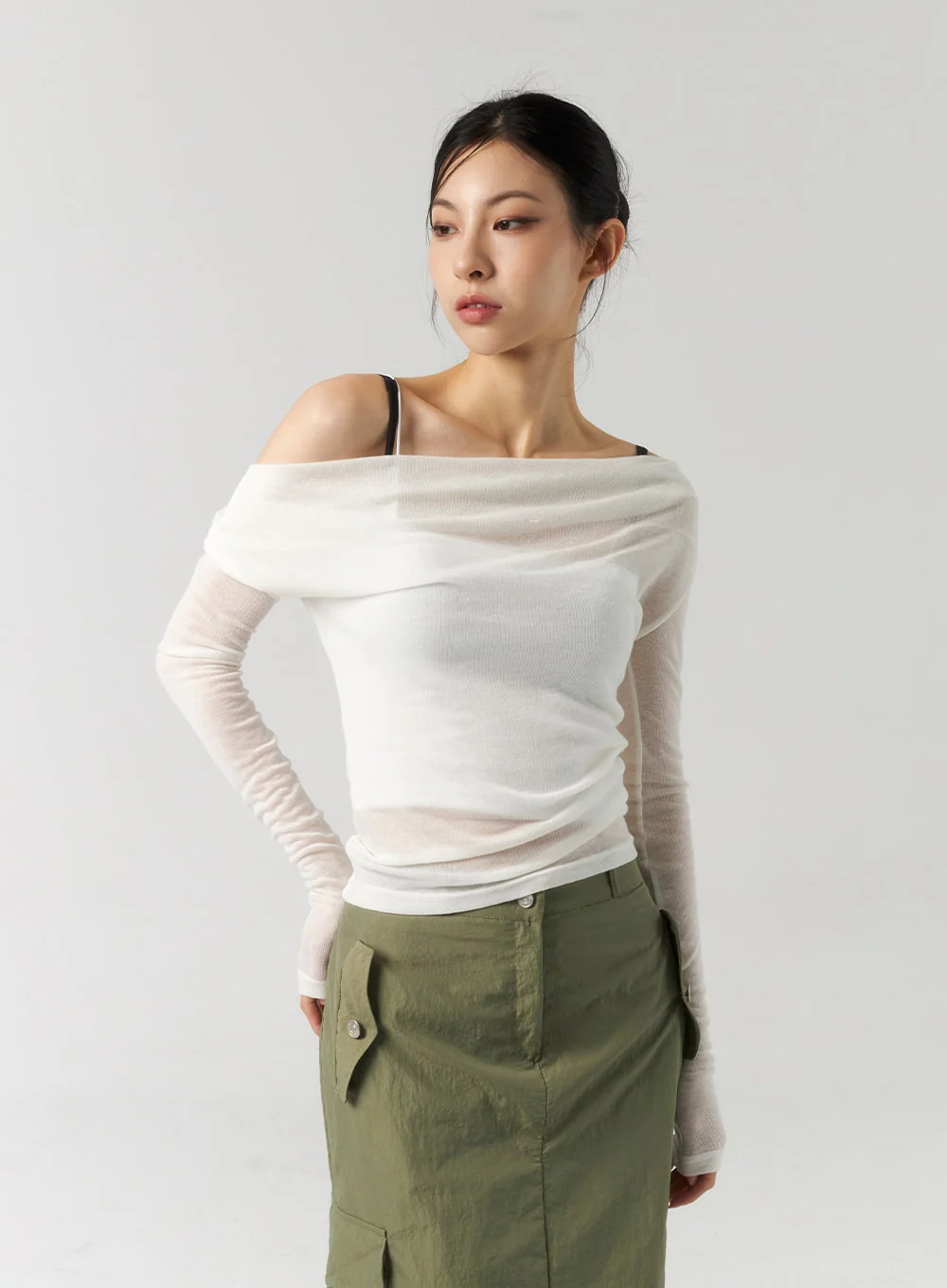 Off-Shoulder Mesh Top CU320 - Image 5
