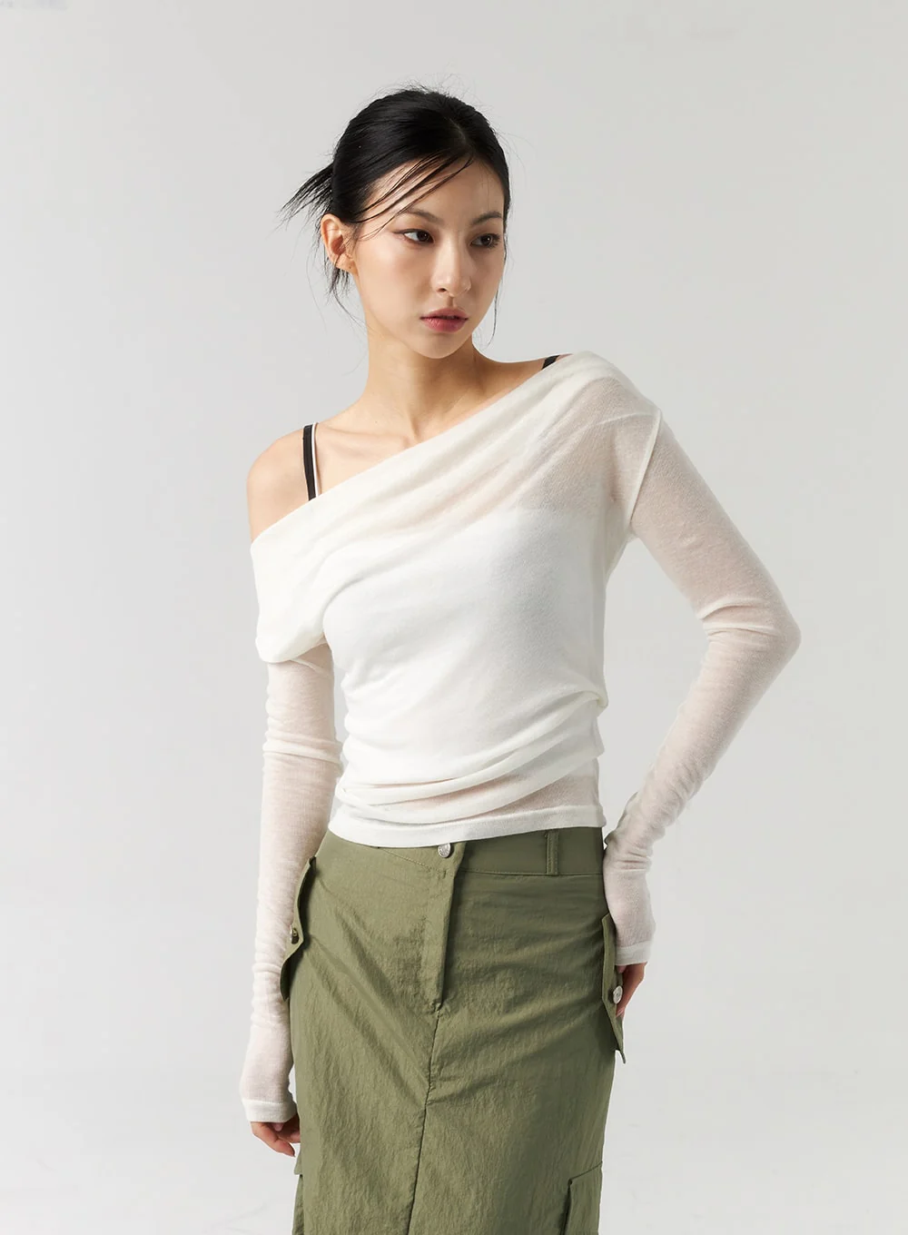 Off-Shoulder Mesh Top CU320 - Image 9