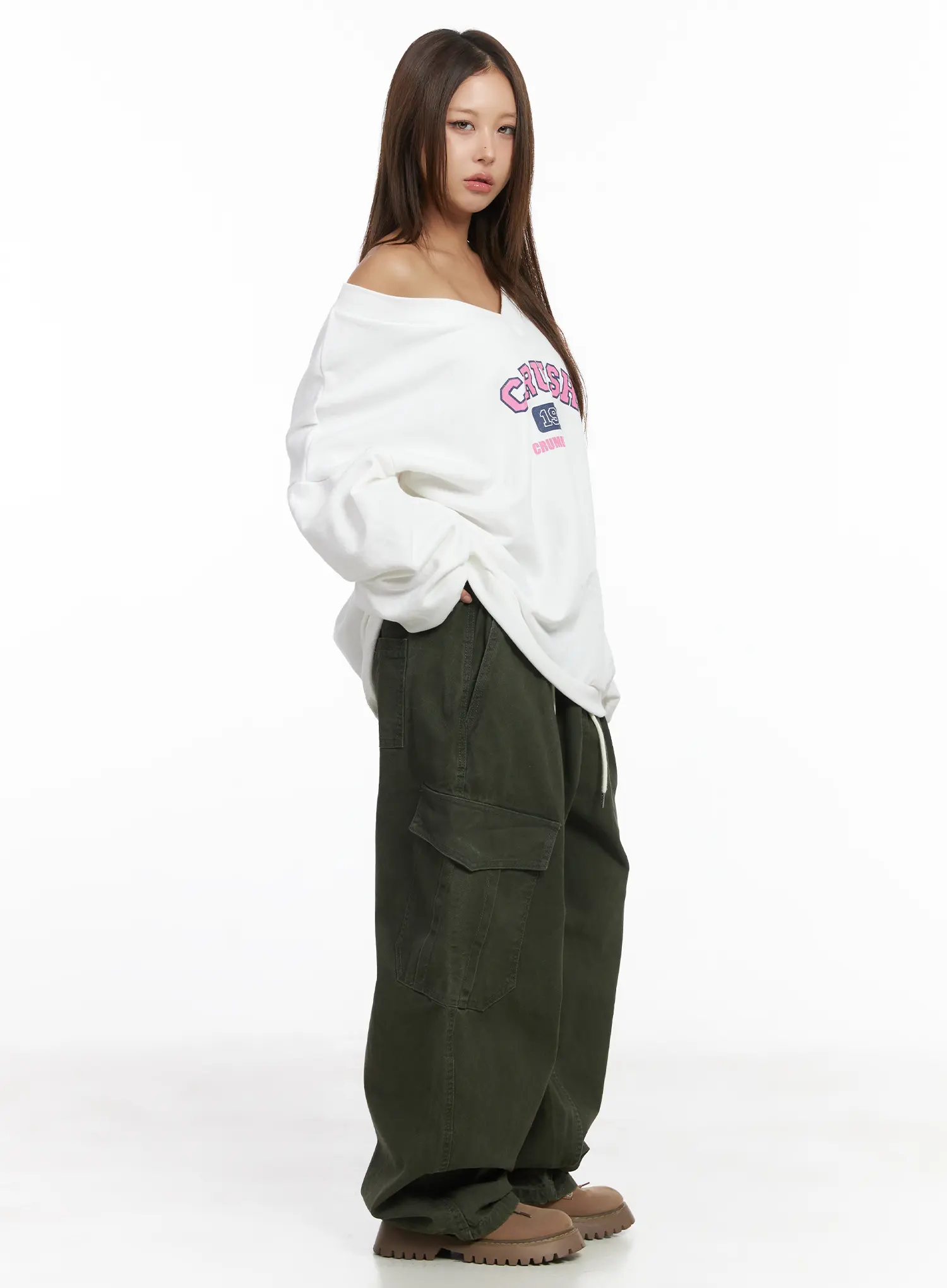 Off-Shoulder Oversized Sweatshirt CJ513 - Image 4
