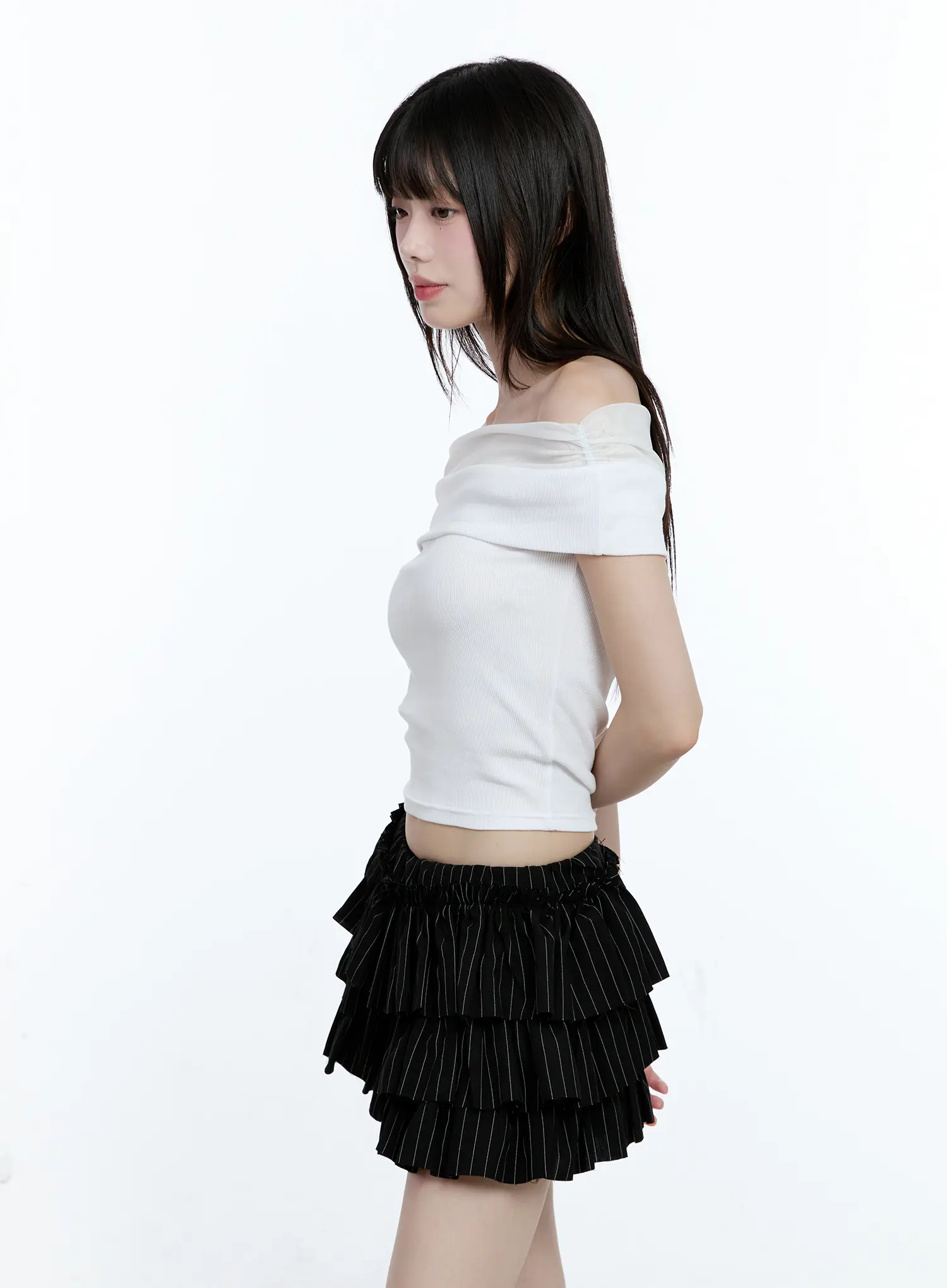 Off-Shoulder Ribbed Knit Top CG507 - Image 5