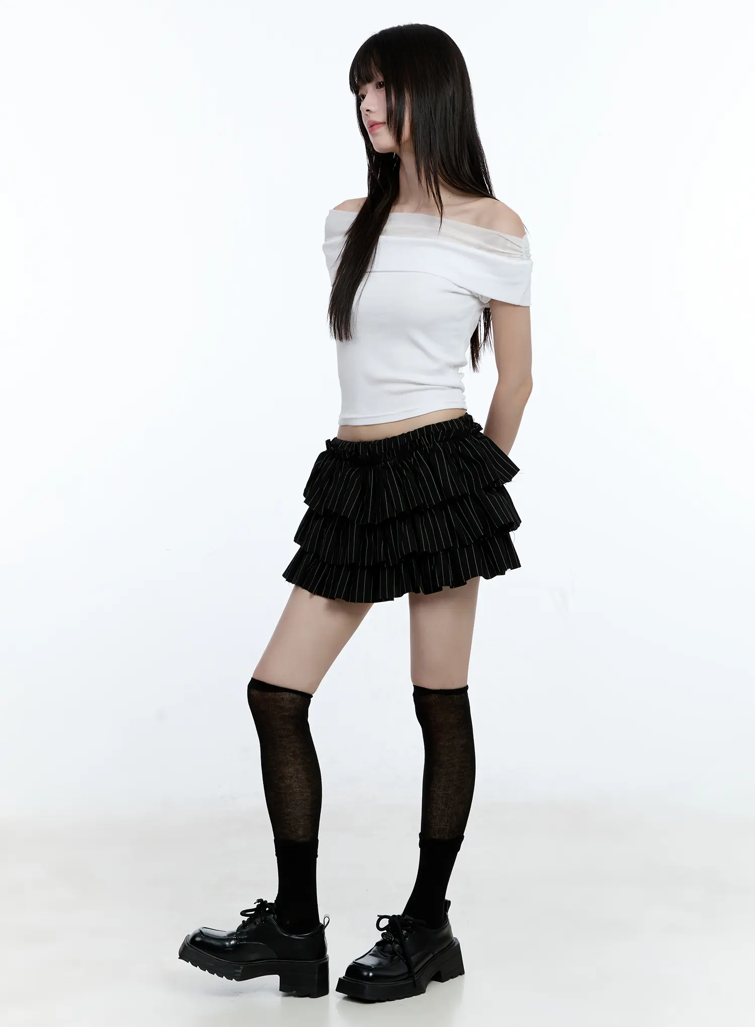 Off-Shoulder Ribbed Knit Top CG507 - Image 8
