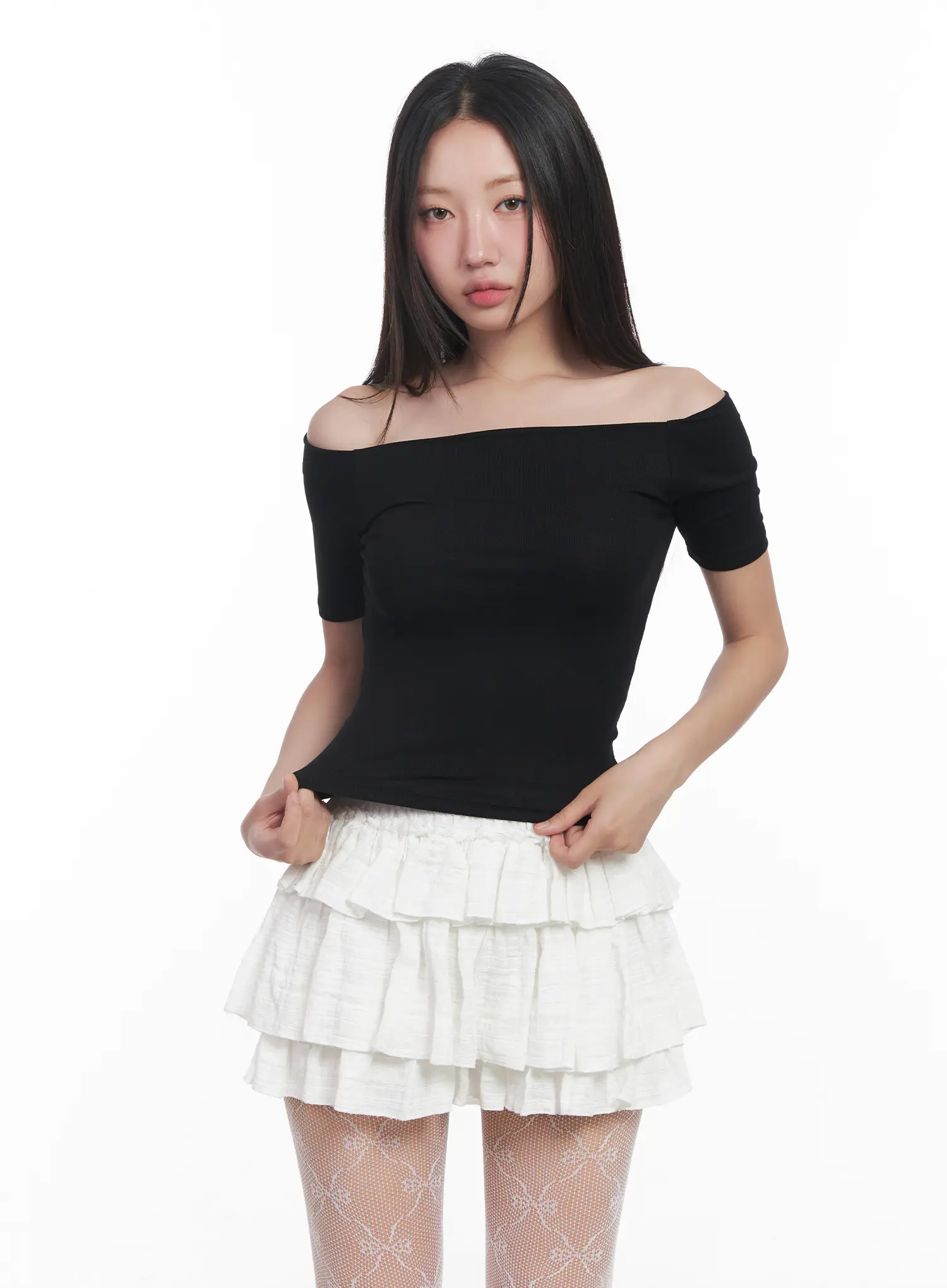 Off-Shoulder Ribbed Tee CU516 - Image 10
