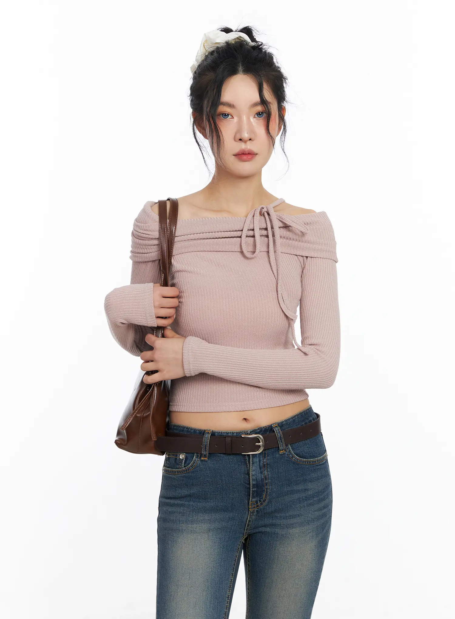 Off-Shoulder Ribbon Crop Top CJ523 - Image 4