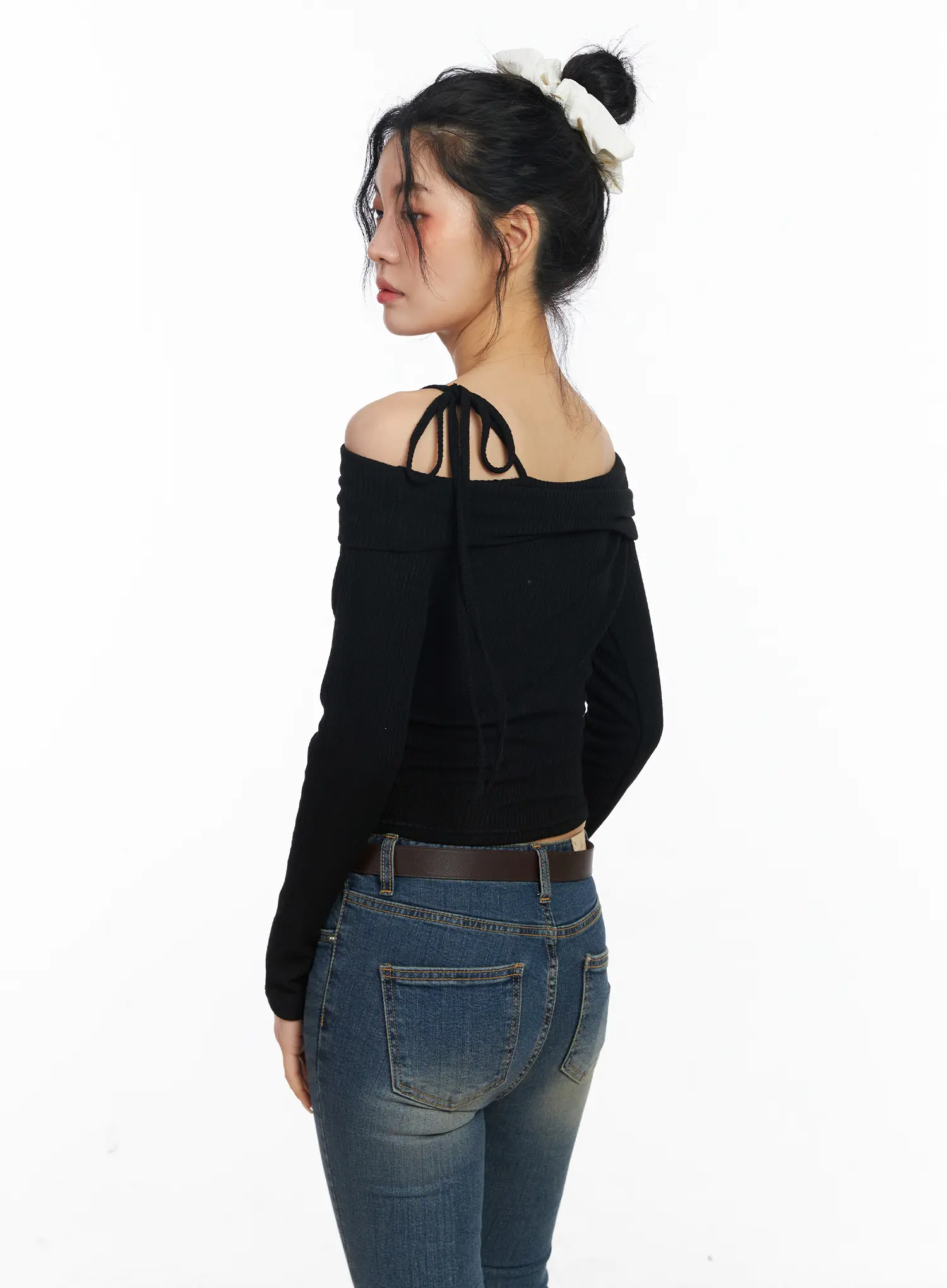 Off-Shoulder Ribbon Crop Top CJ523 - Image 9