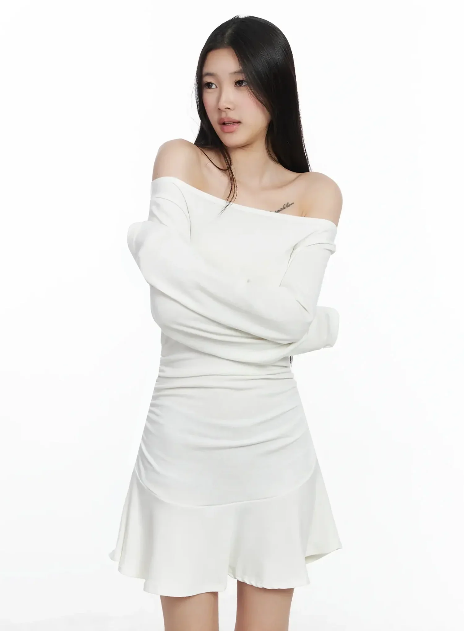 Off-Shoulder Ruched Dress IM506 - Image 6