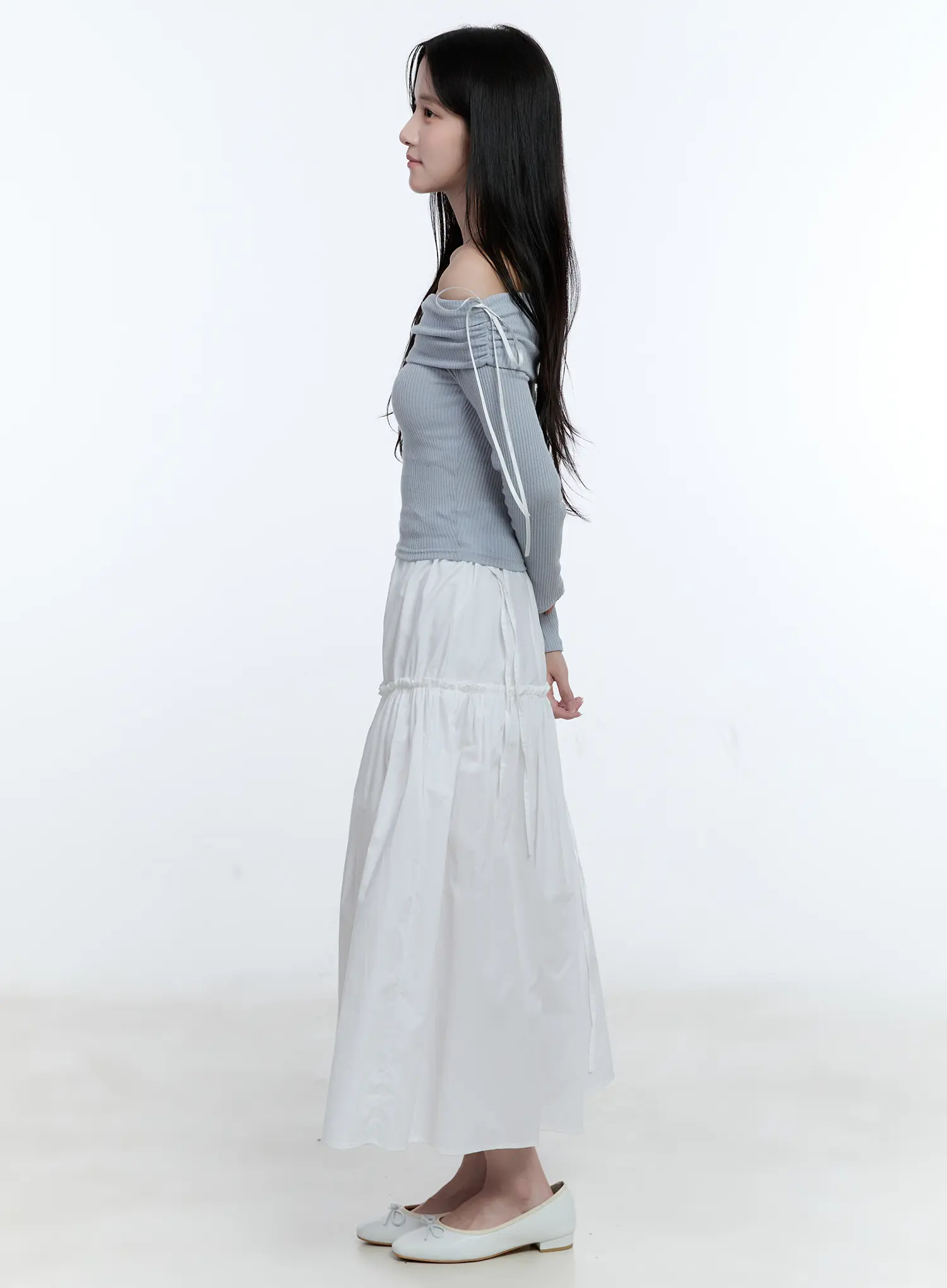 Off-Shoulder Ruched Knit Top CG512 - Image 4
