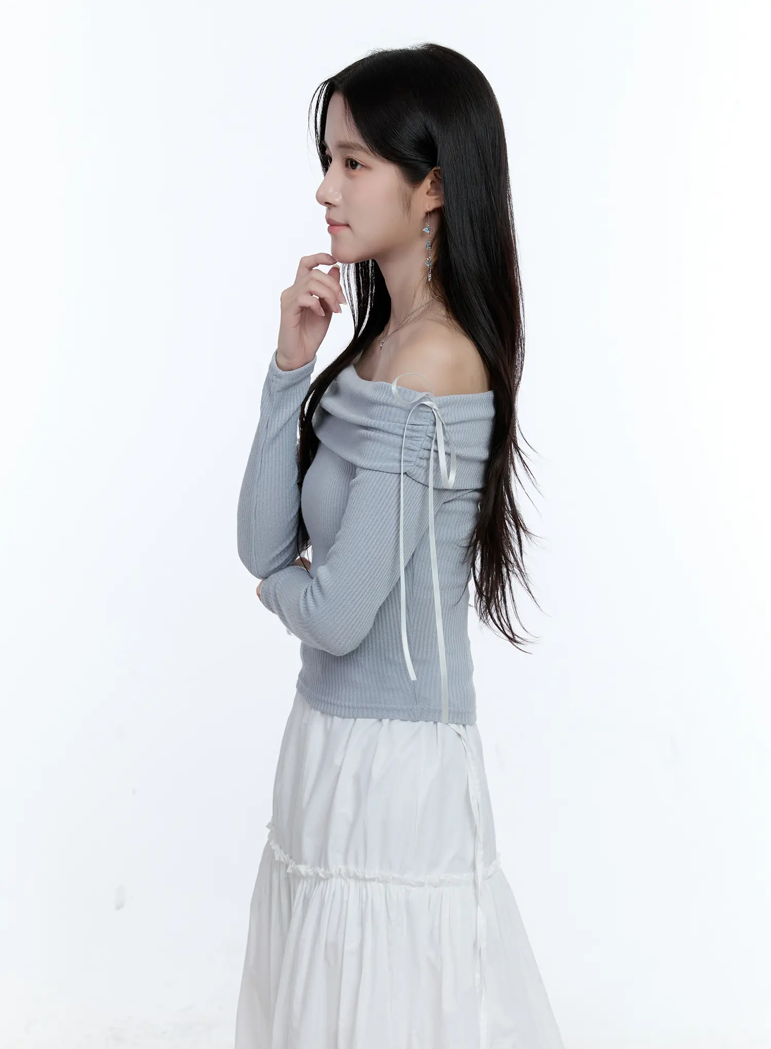 Off-Shoulder Ruched Knit Top CG512 - Image 5