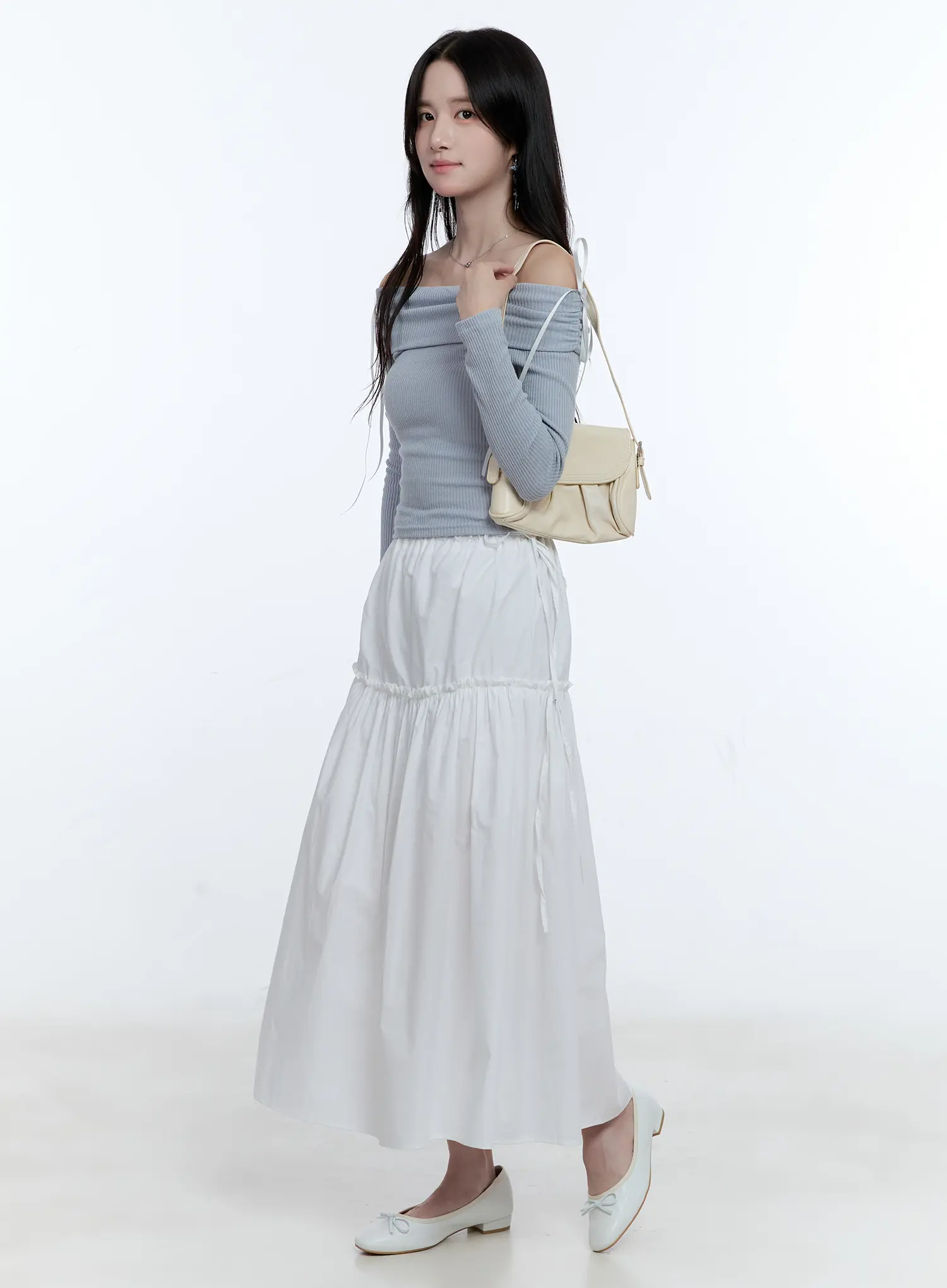 Off-Shoulder Ruched Knit Top CG512 - Image 7