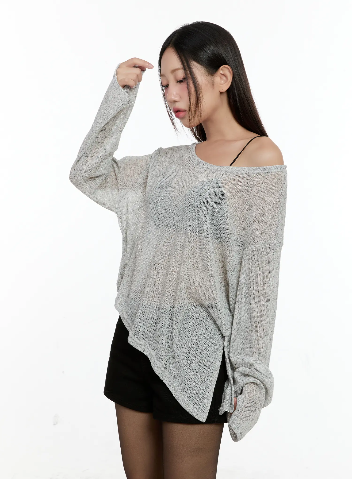 Off-Shoulder Sheer Long-Sleeve Top CG501 - Image 6