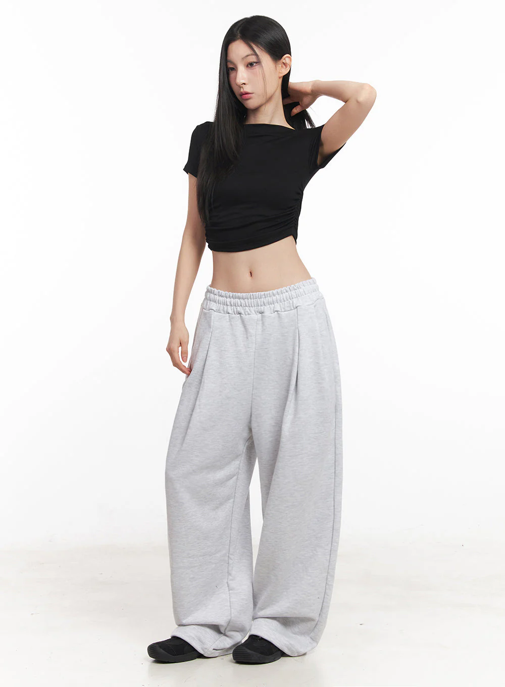 Off-Shoulder Shirred Crop Tee IY516 - Image 10