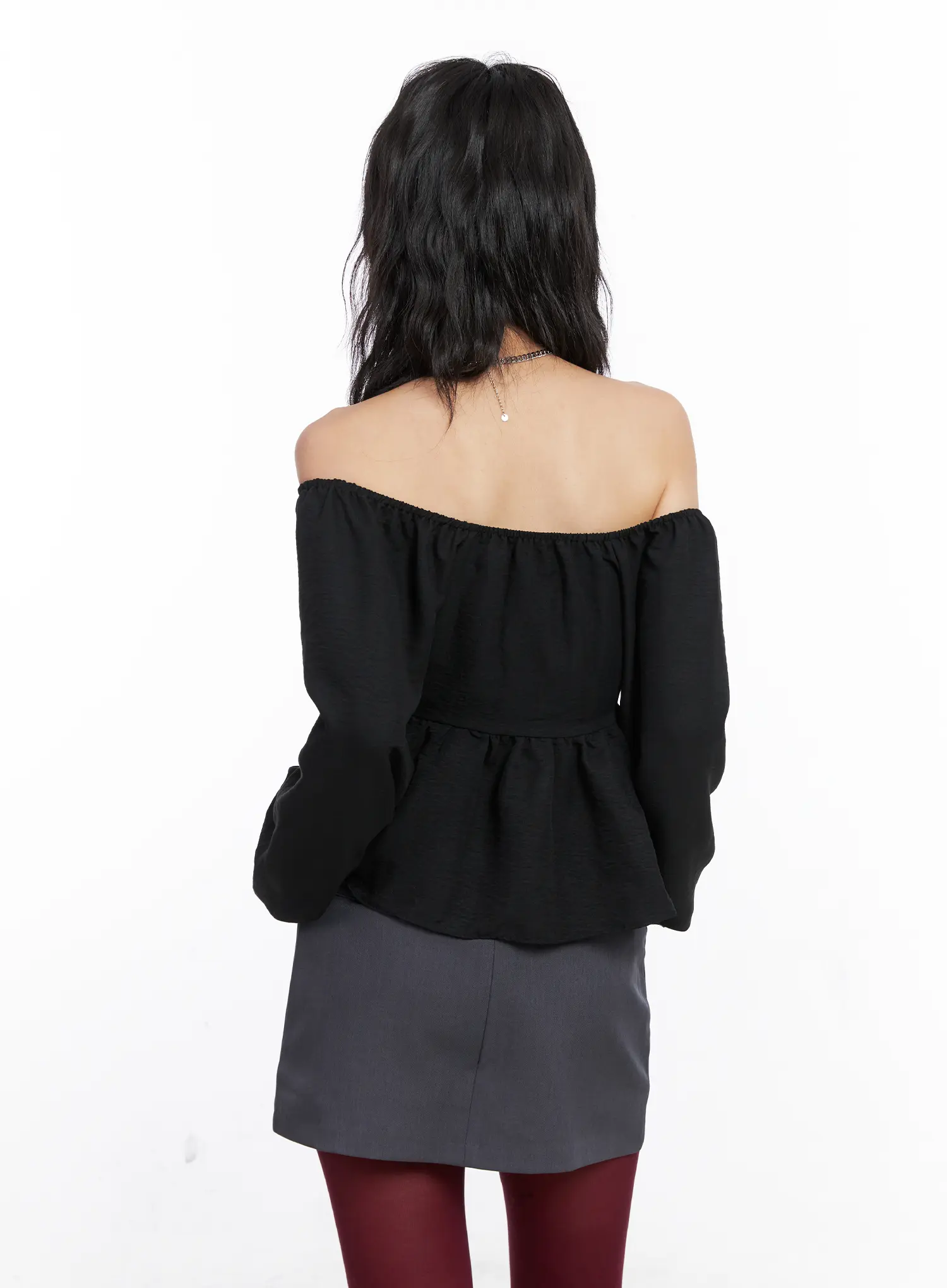Off-Shoulder Shirred Ribbon Blouse CO508 - Image 7