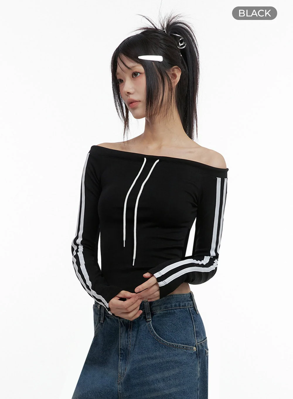 Off-Shoulder String Crop Top IO430 - Image 10