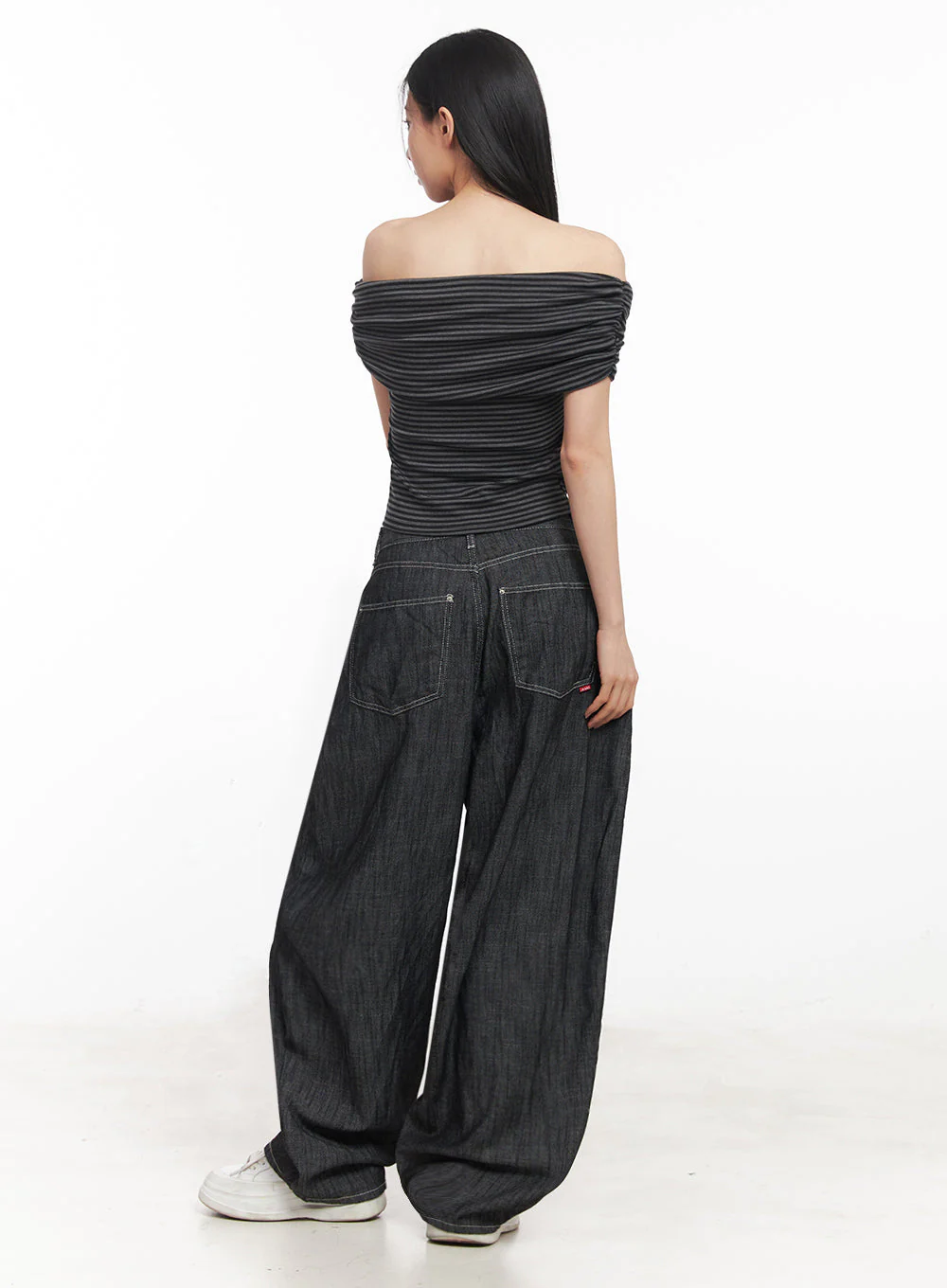 Off-Shoulder Striped Tee IY516 - Image 11