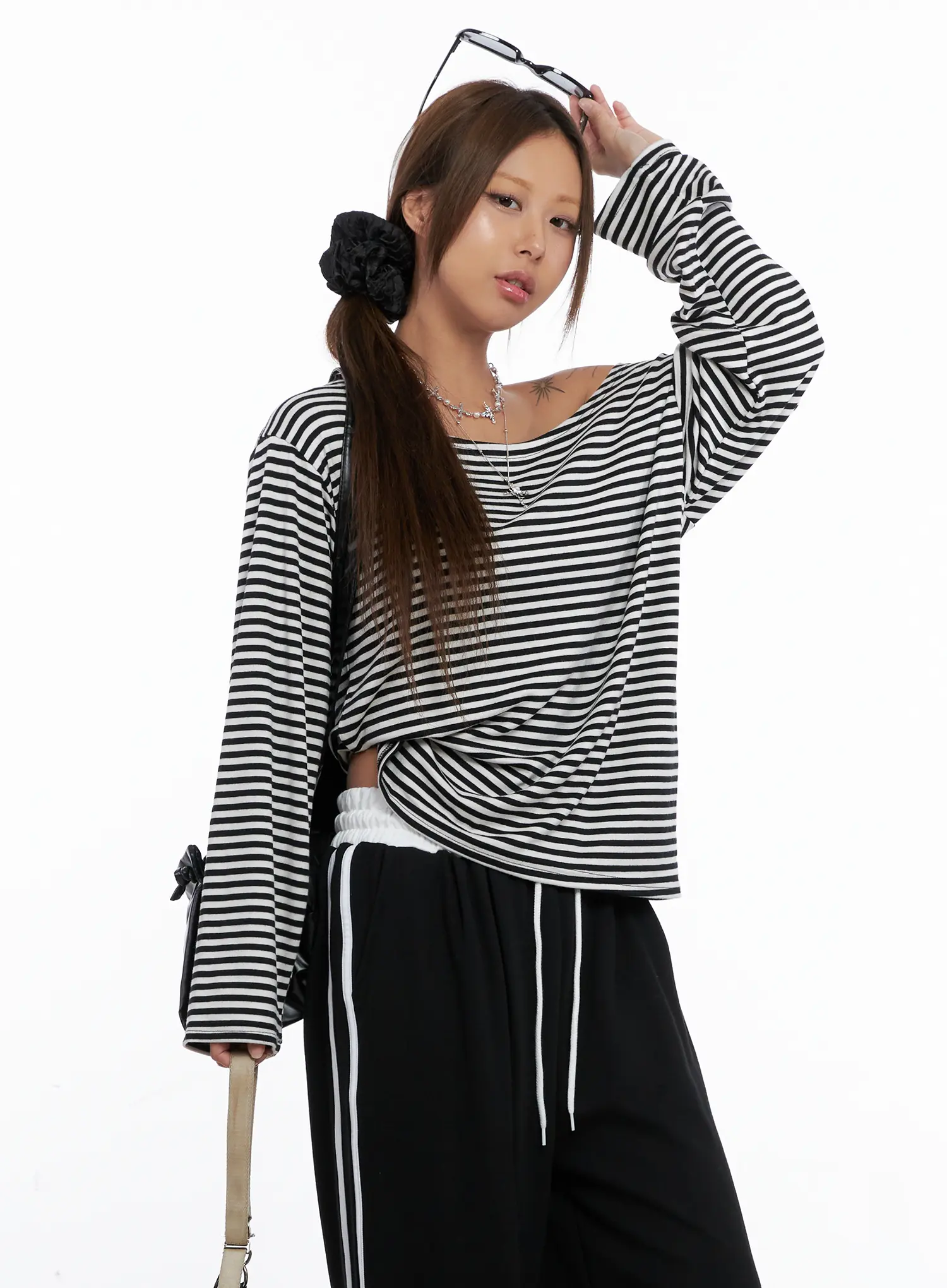 Off-Shoulder Striped Top CS524