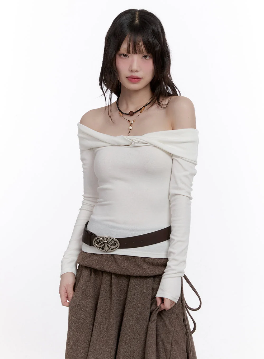 Off-Shoulder Twist Long-Sleeve Top CF511 - Image 6