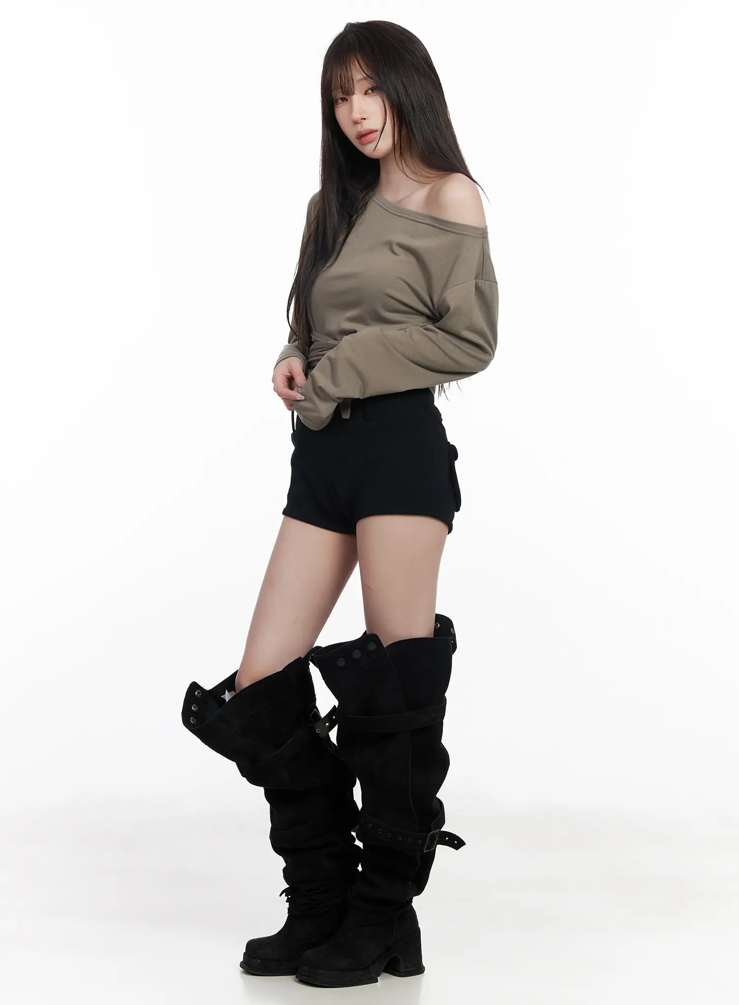 Off-Shoulder Wrap Tie Long Sleeve Top CF523 - Image 4