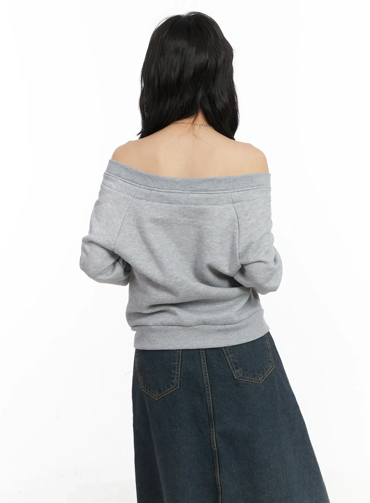 Off-Shoulder Zip-Up Sweatshirt CN528 - Image 8