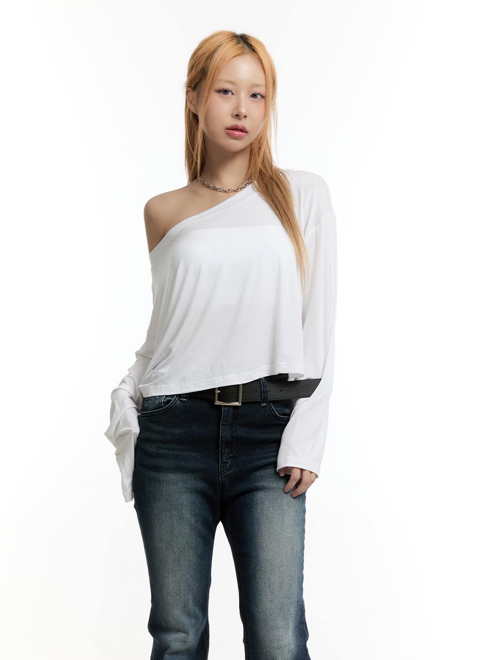 One-Shoulder Long-Sleeve Crop Top CY501 - Image 7