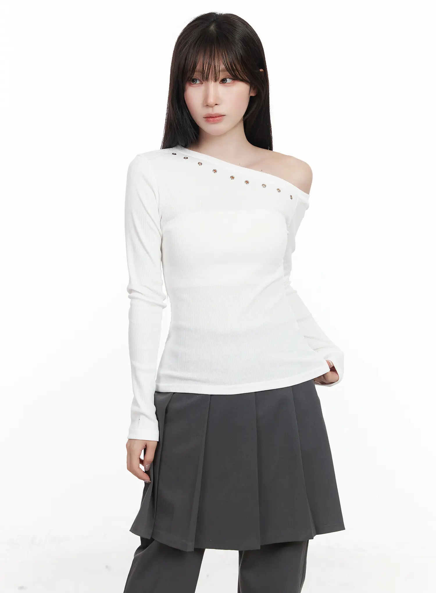 One-Shoulder Long Sleeve Top CF523