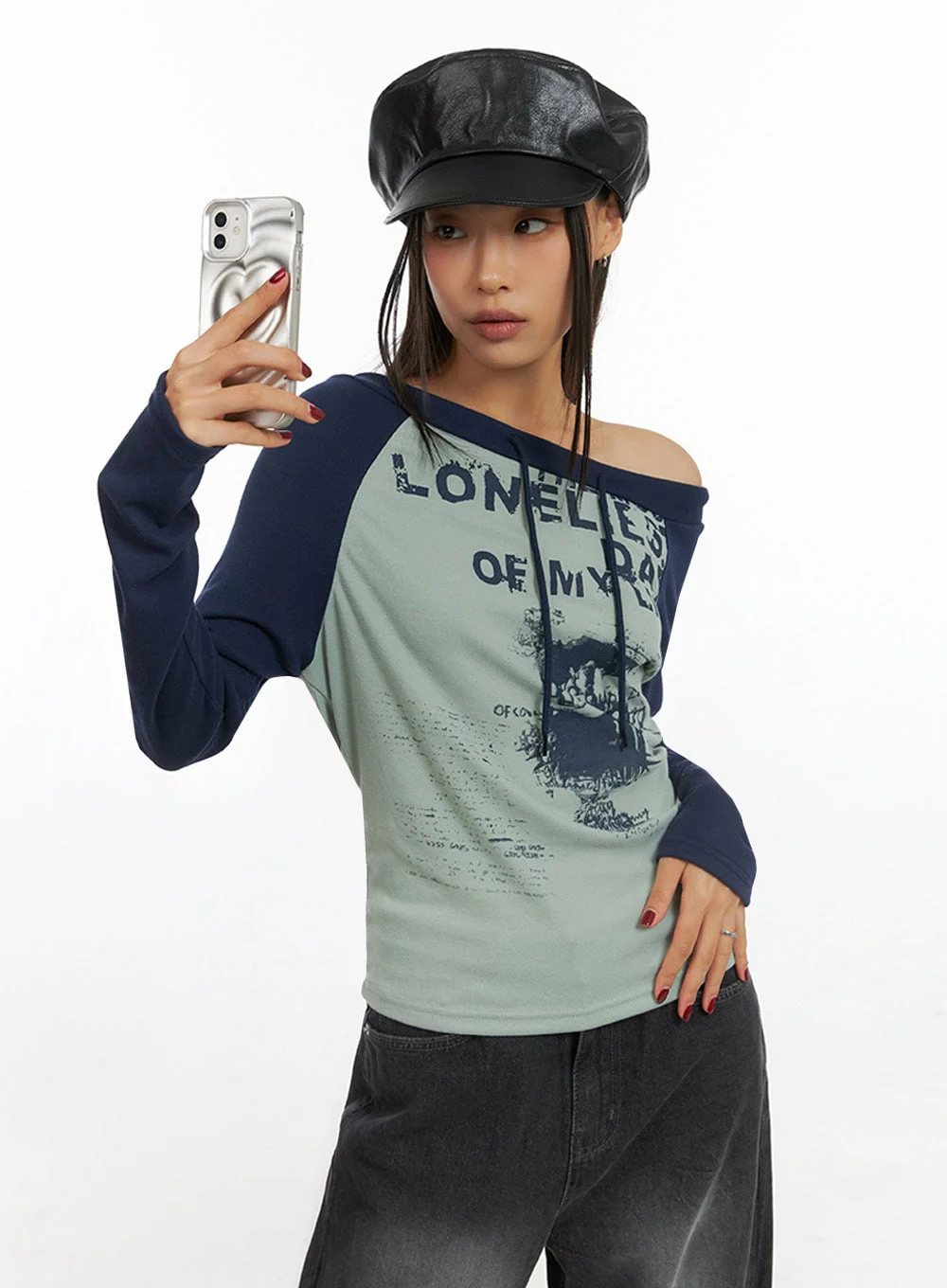 One-Shoulder Raglan Long Sleeve IS427